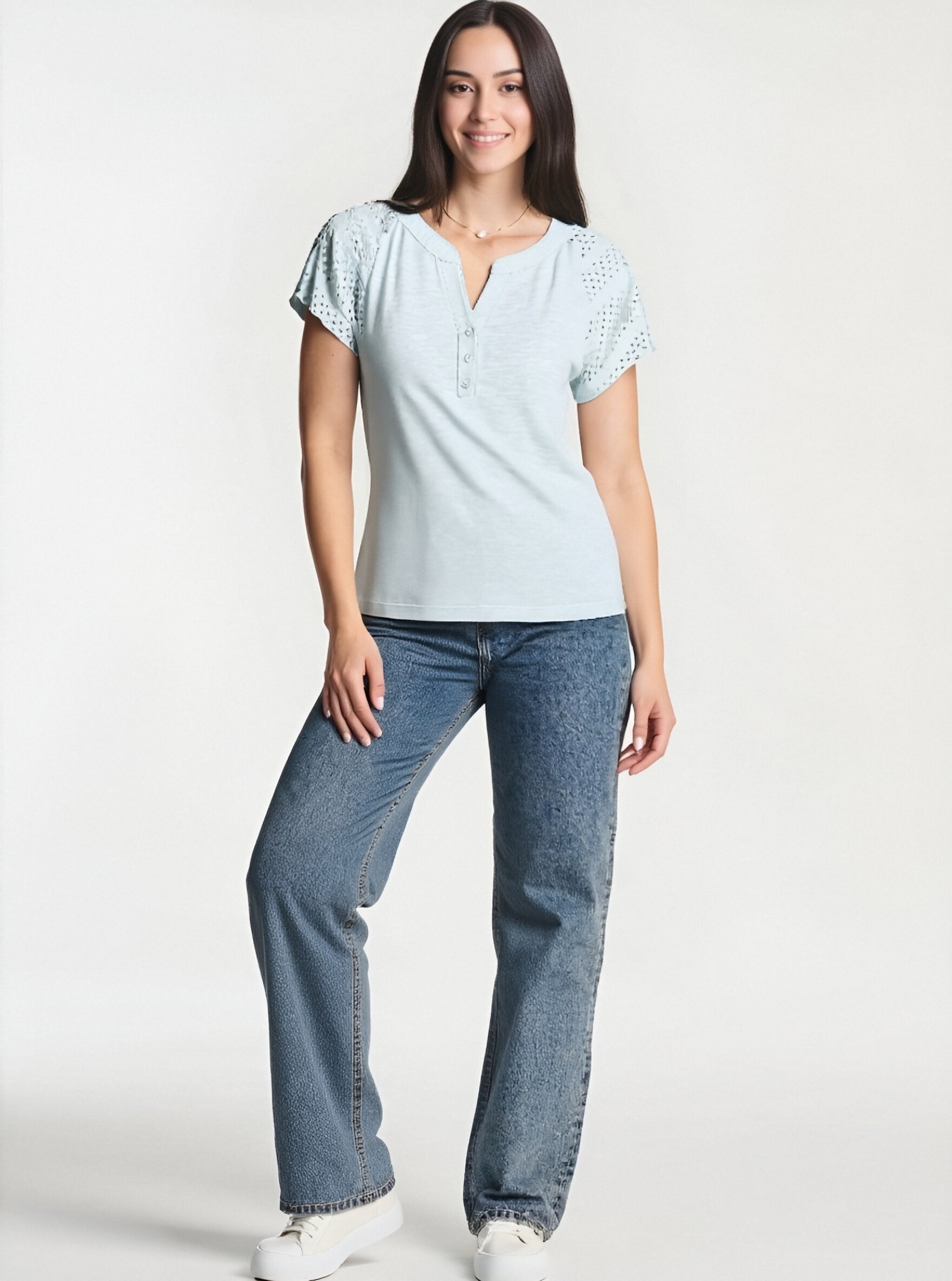 Light Blue Short Sleeve Blouse
