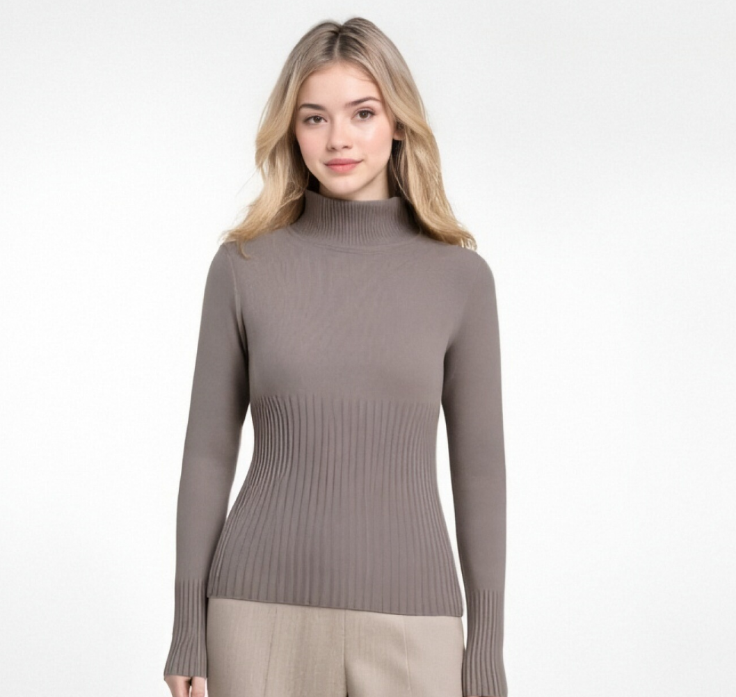 Women's high-neck ribbed sweater