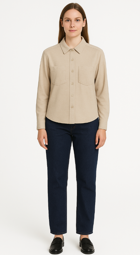 Beige Button-Up Shirt