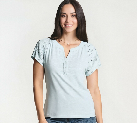 Light Blue Short Sleeve Blouse