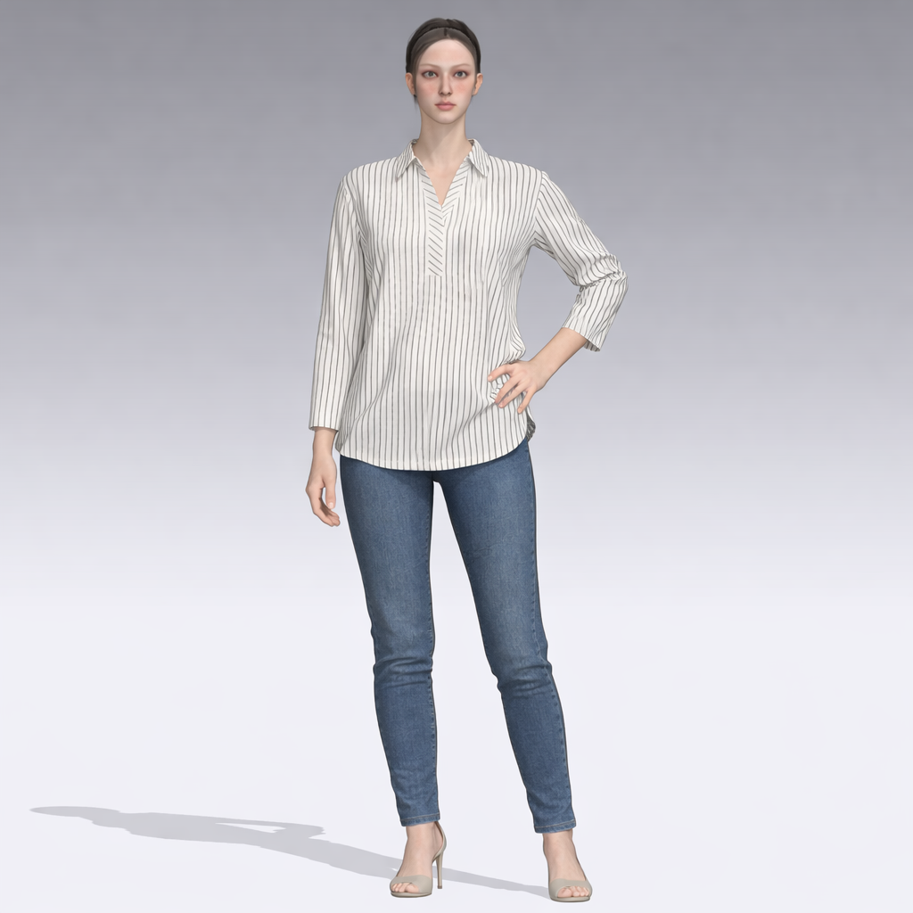 Women's striped long-sleeve blouse