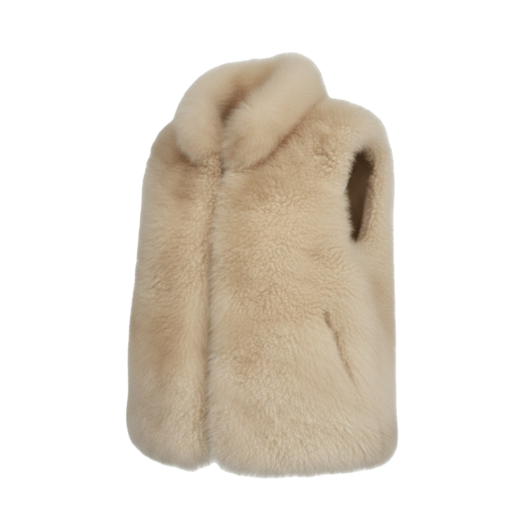 Beige faux fur vest