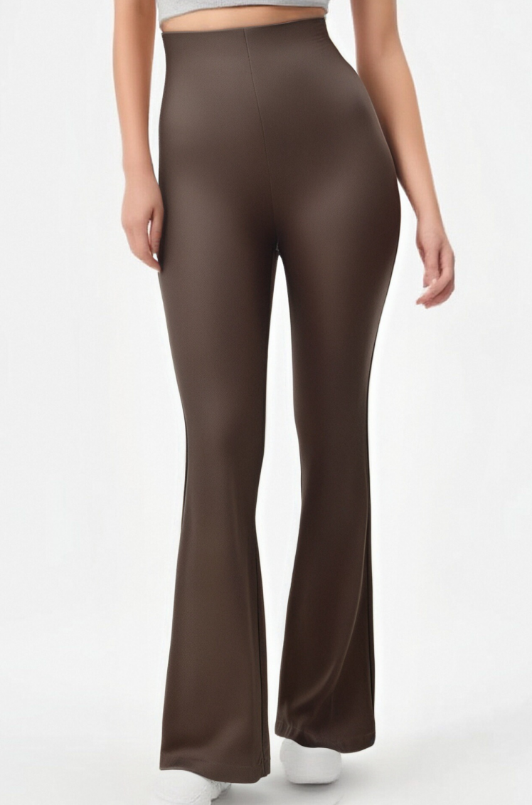 Brown High-Waisted Flared Pants