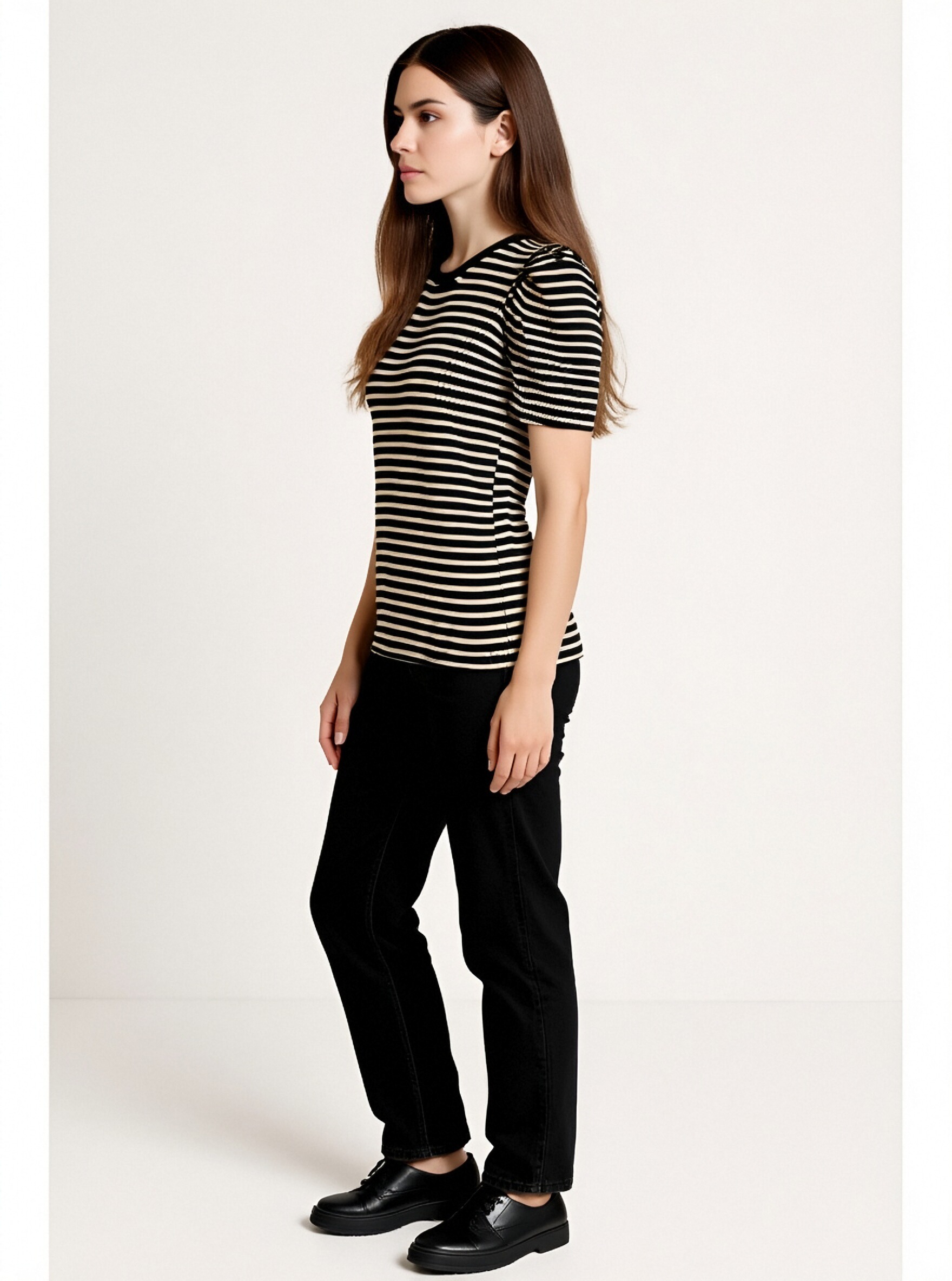 Striped Puff Sleeve T-Shirt
