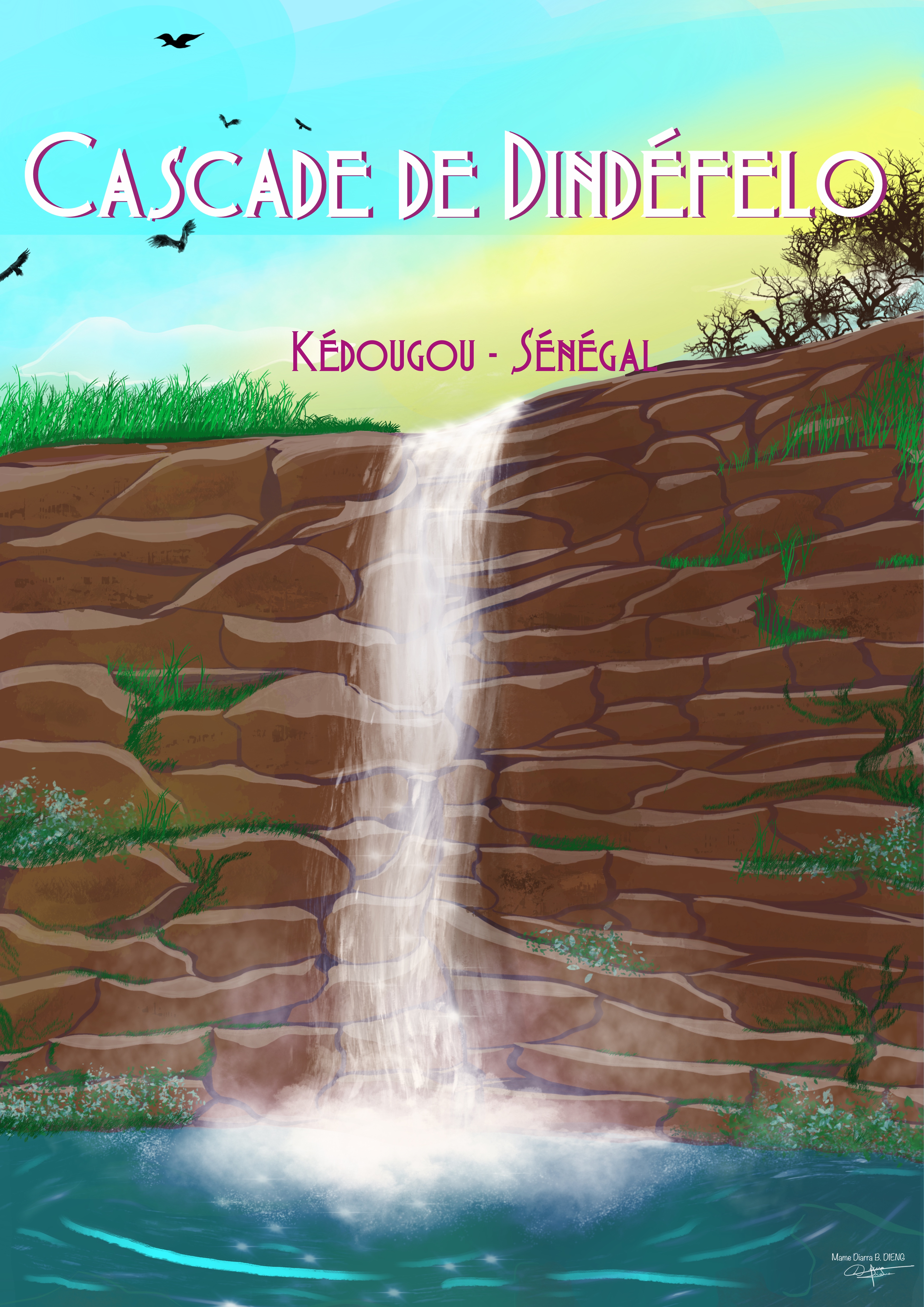 Affiche Cascade de Dindéfelo, Sénégal