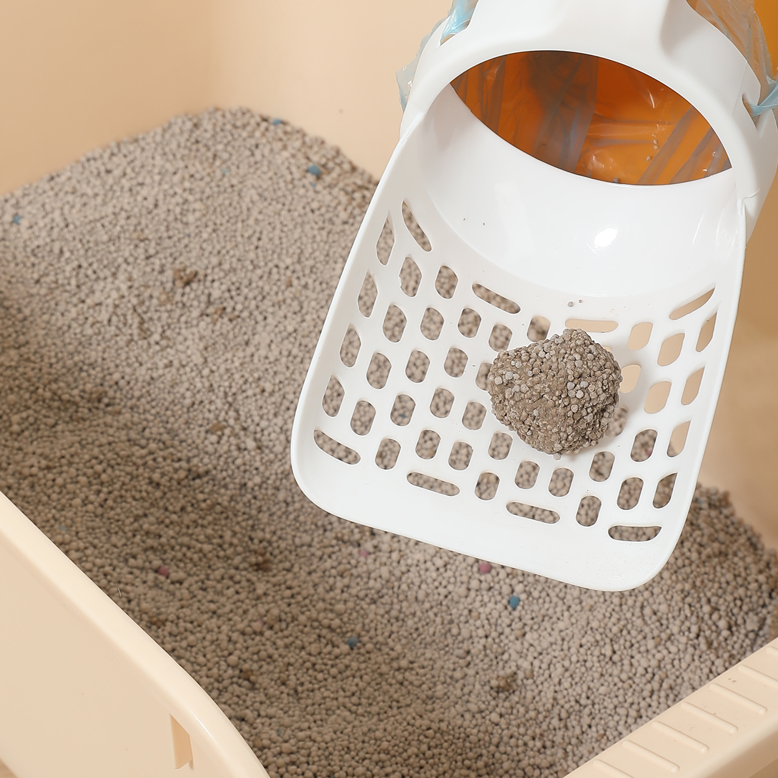 Pala para arena de gato con recogedor integrado