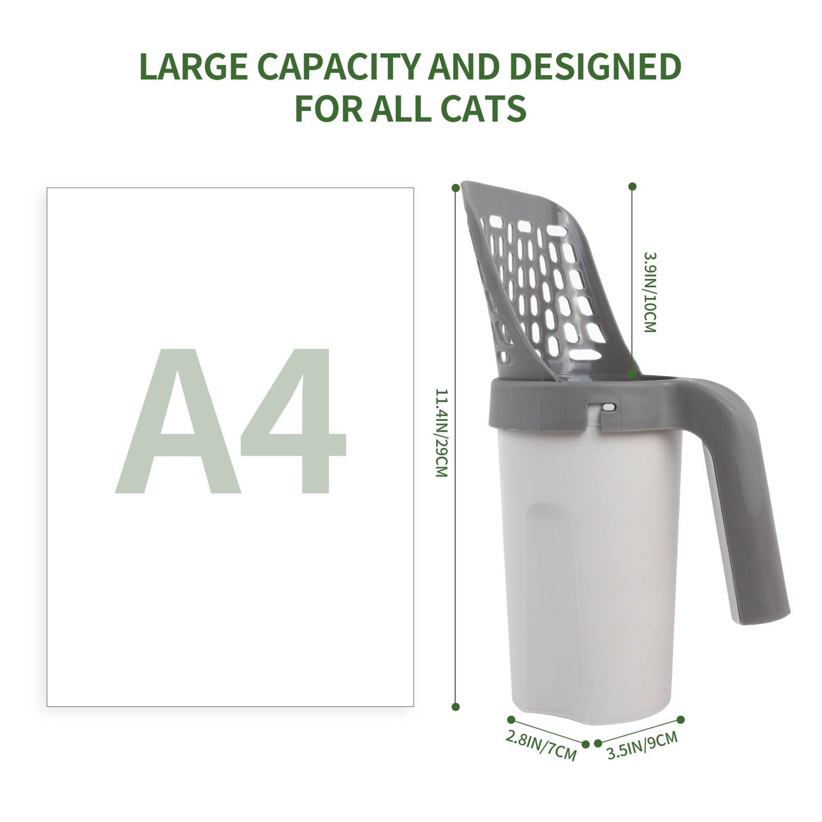 Pala para arena de gato con recogedor integrado