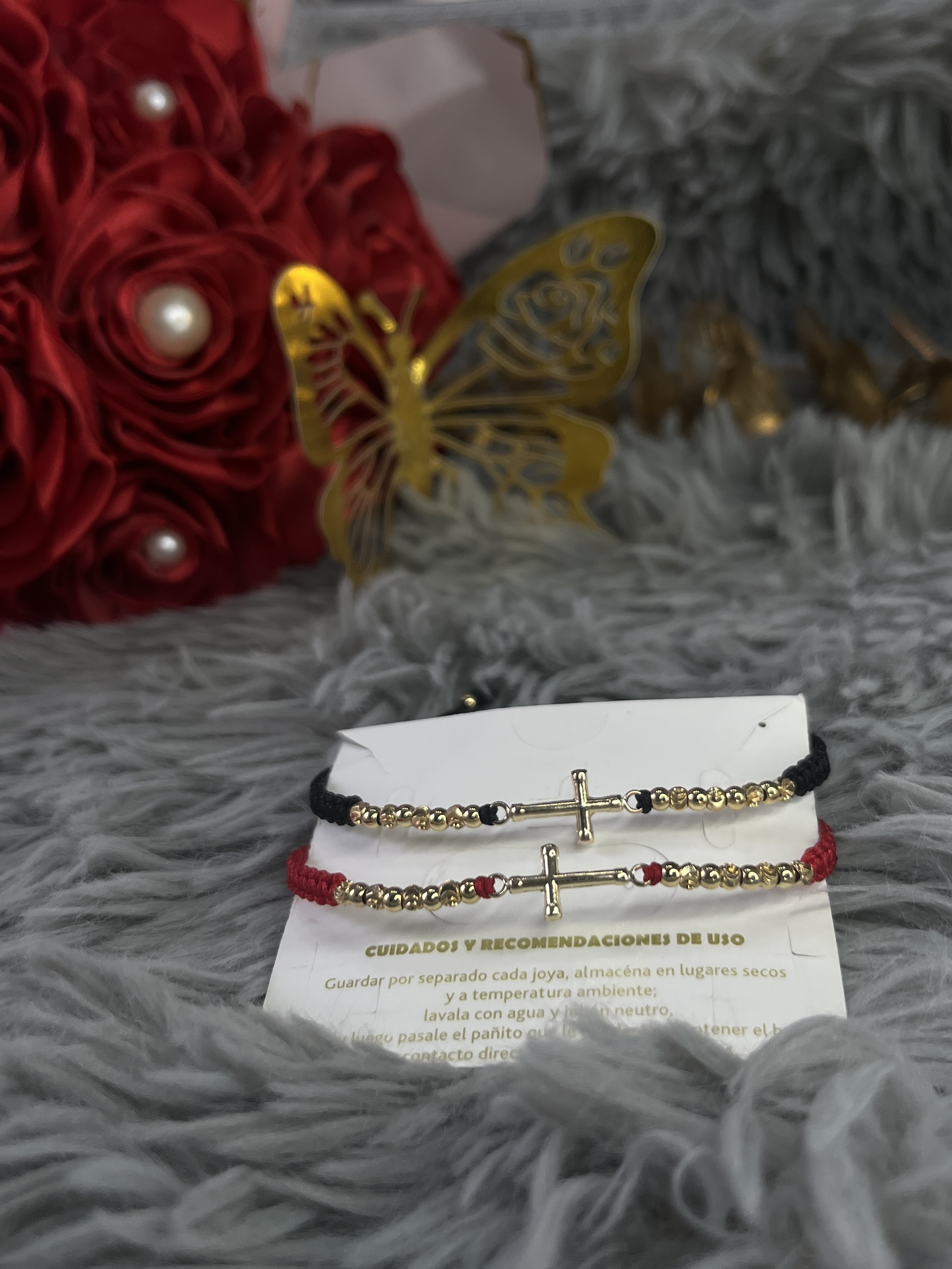 CONJUNTO PULSERAS CRUZ TUBULAR INTERCALADA ITALY LISO 