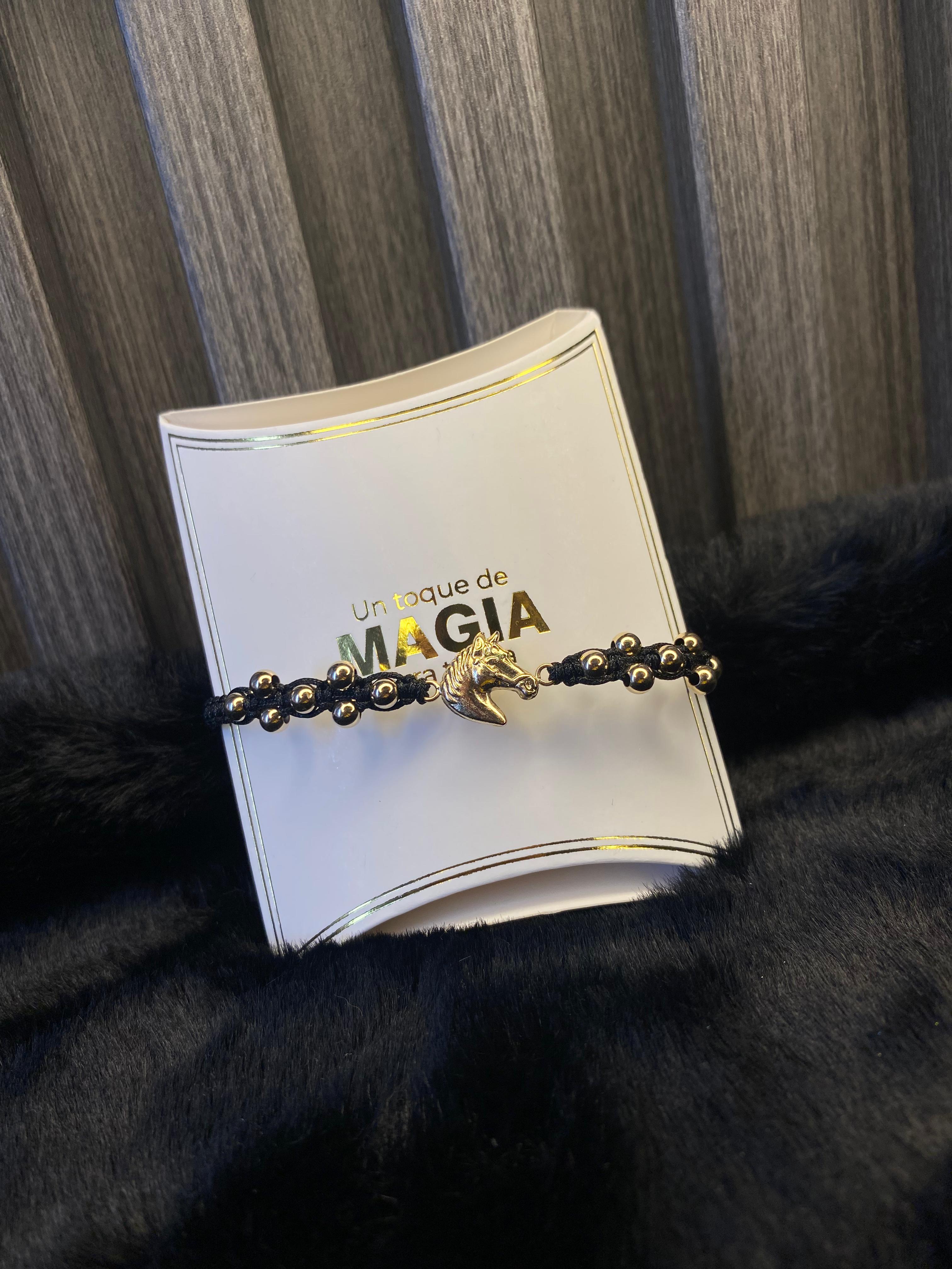 PULSERA SILUETA DE CABALLO TEJIDO RED 