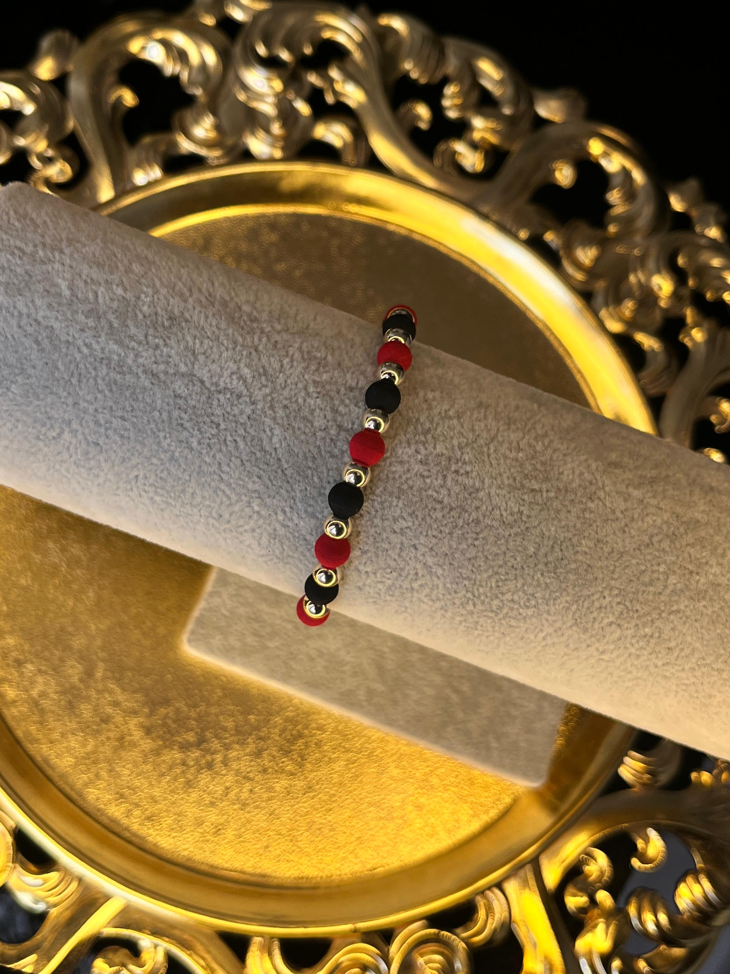 PULSERA NEOPRENOS INTERCALADOS 5MM ROJO/NEGRO