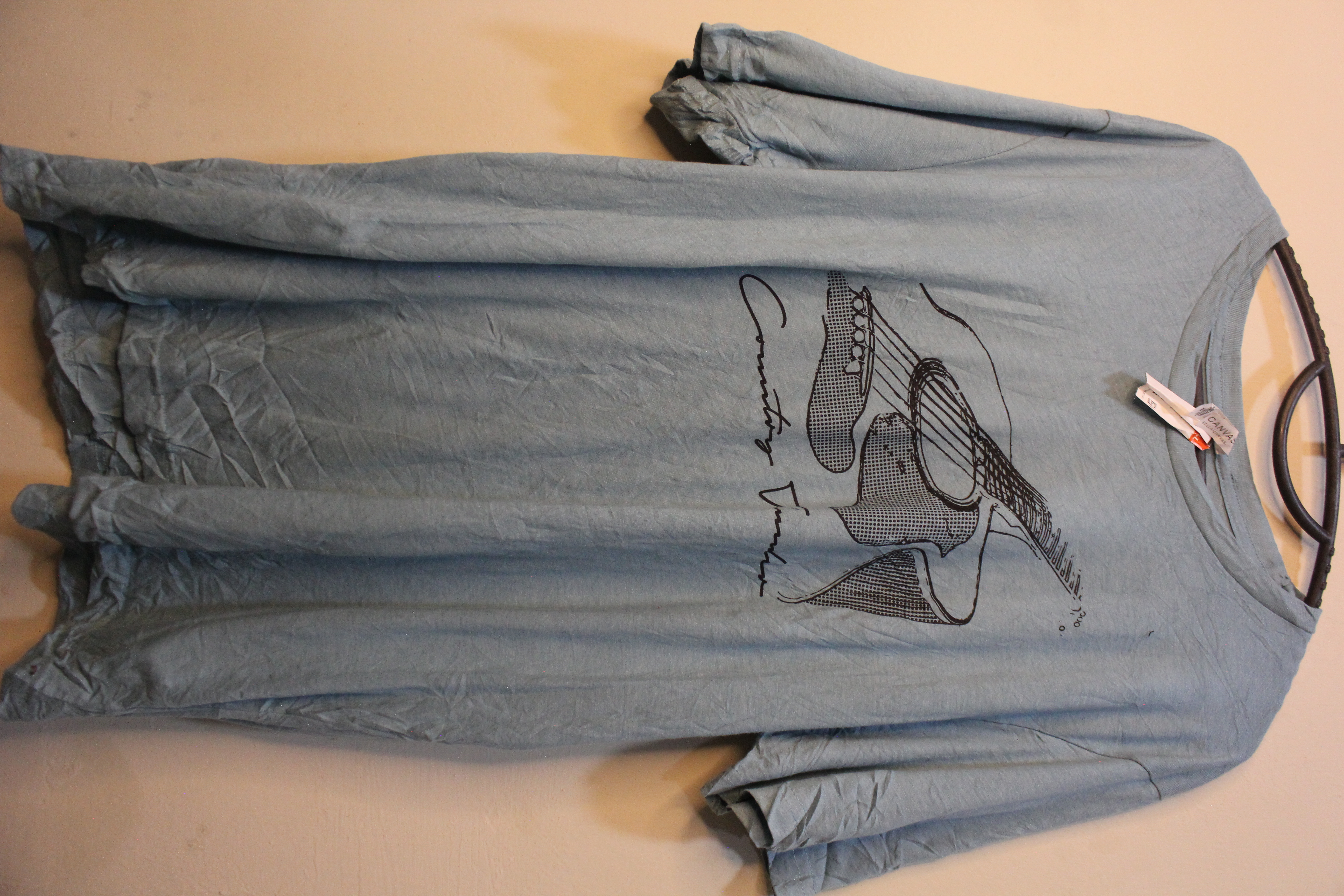Blue T-shirt with Guitar Print