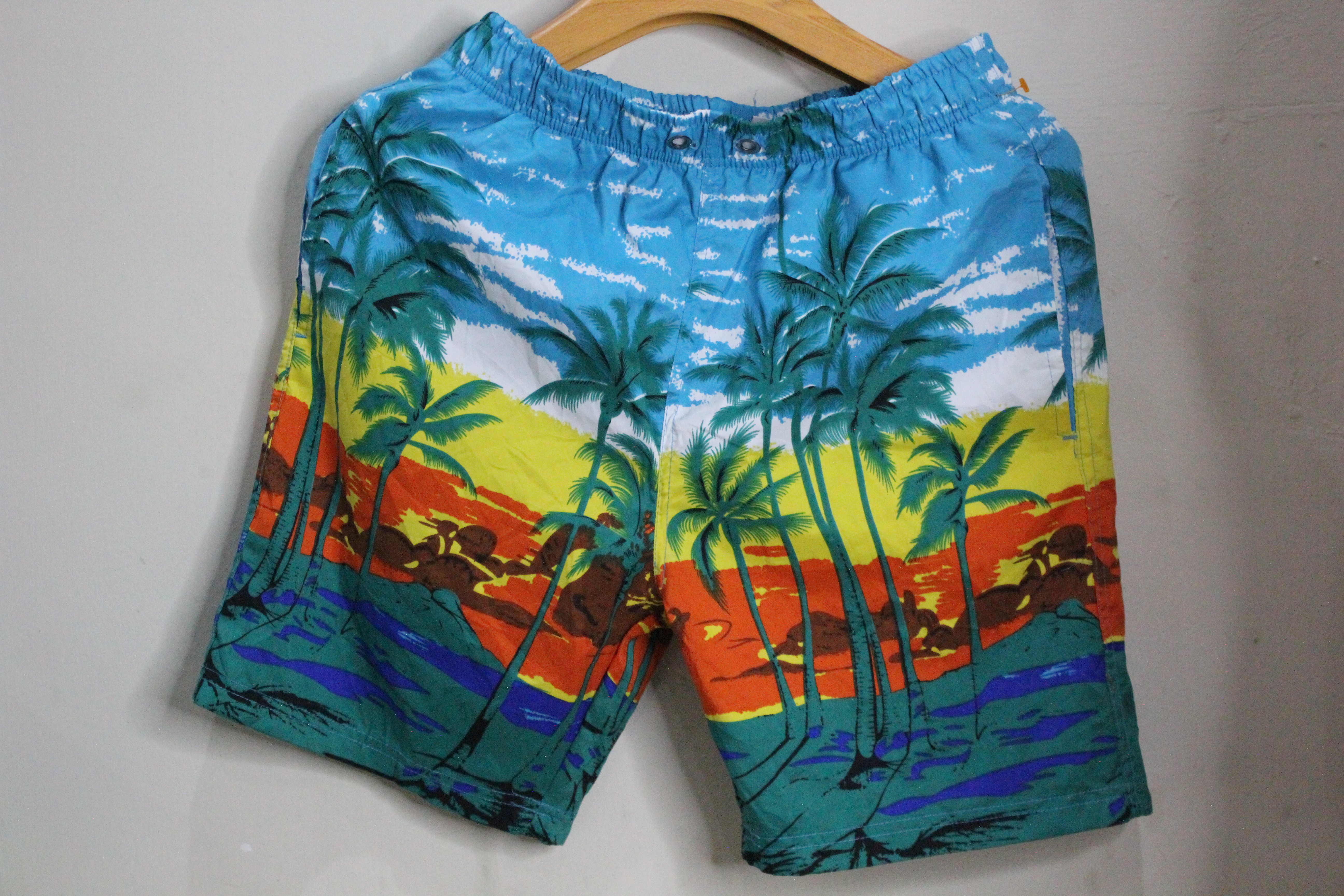 Tropical Print Beach Shorts