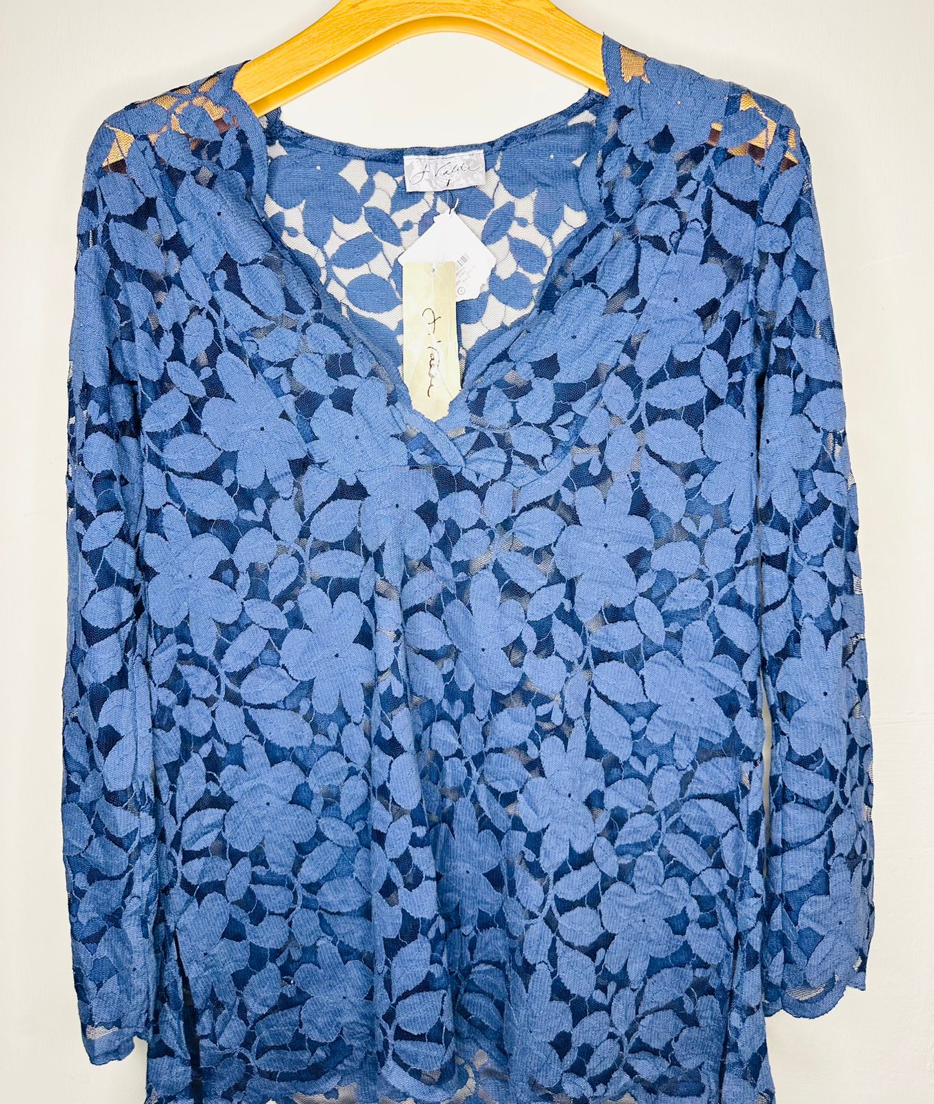 Blue Floral Lace Blouse