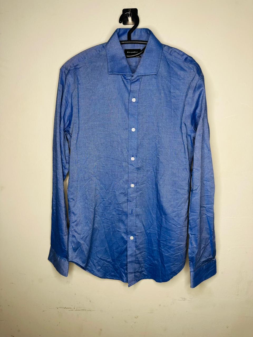 Men's Blue Long Sleeve Dress Shirt