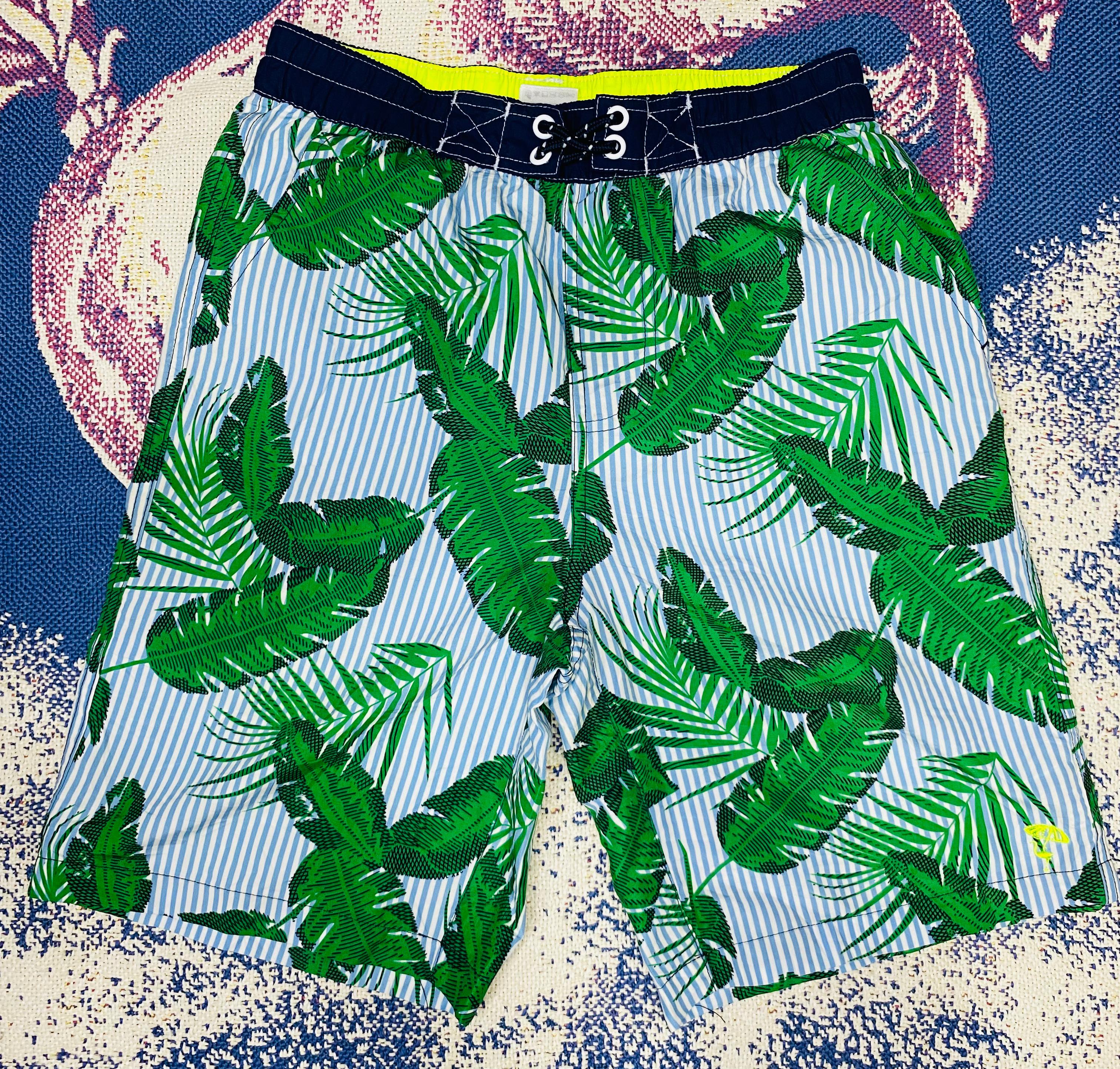 Tropical Leaf Print Board Shorts