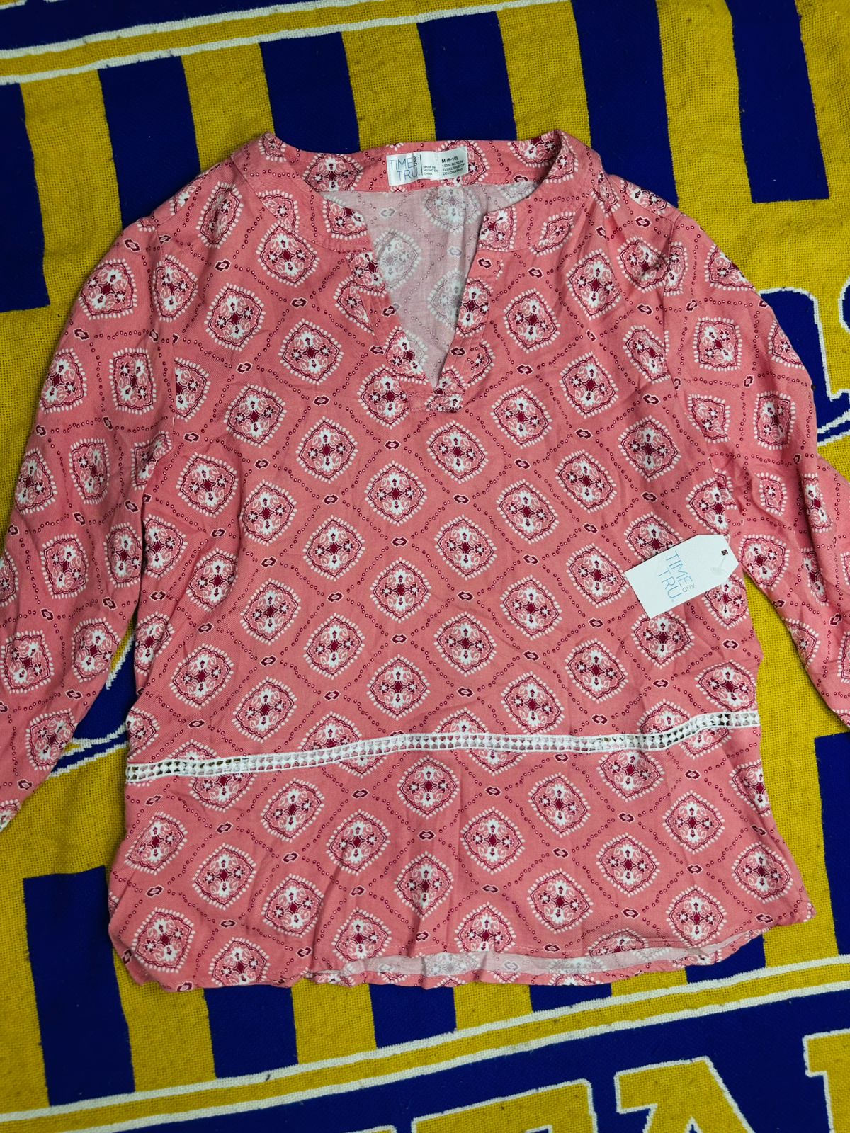 Pink patterned women's blouse