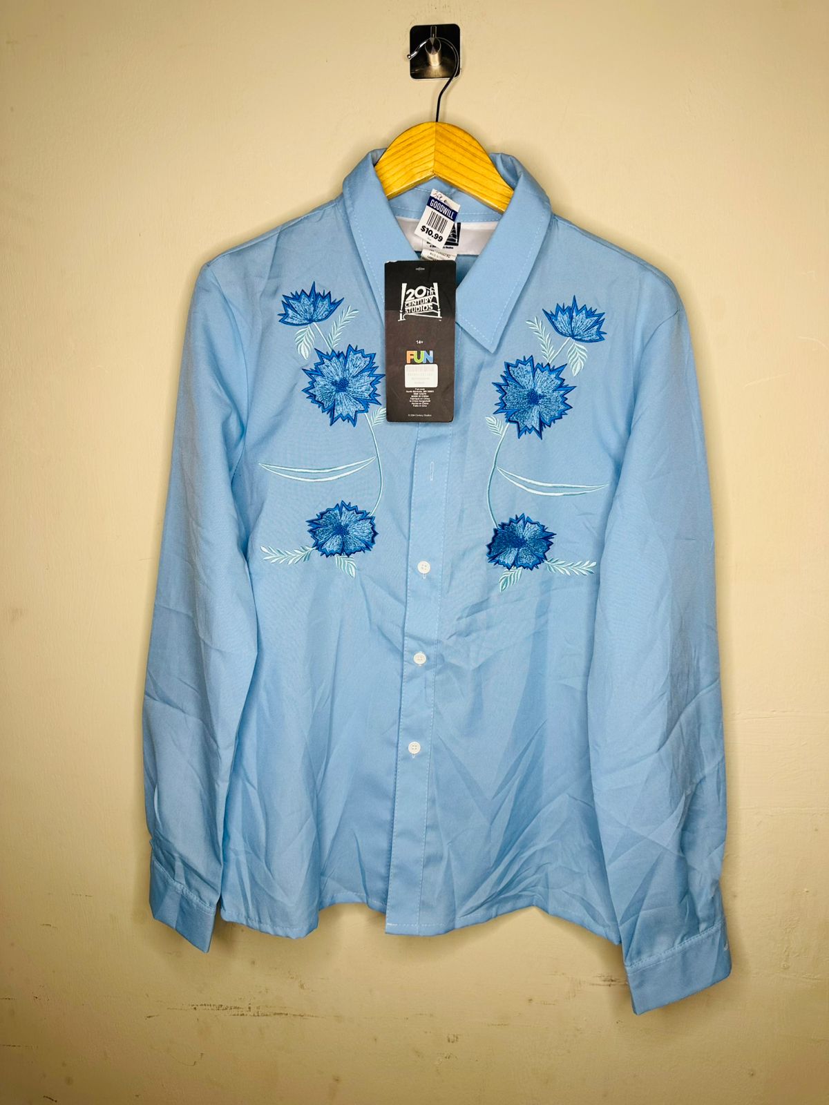 Blue Embroidered Cotton Shirt