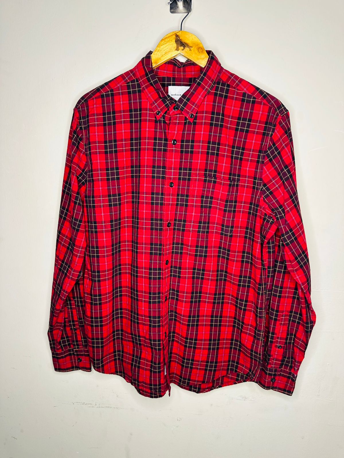 Red Plaid Button-Up Shirt
