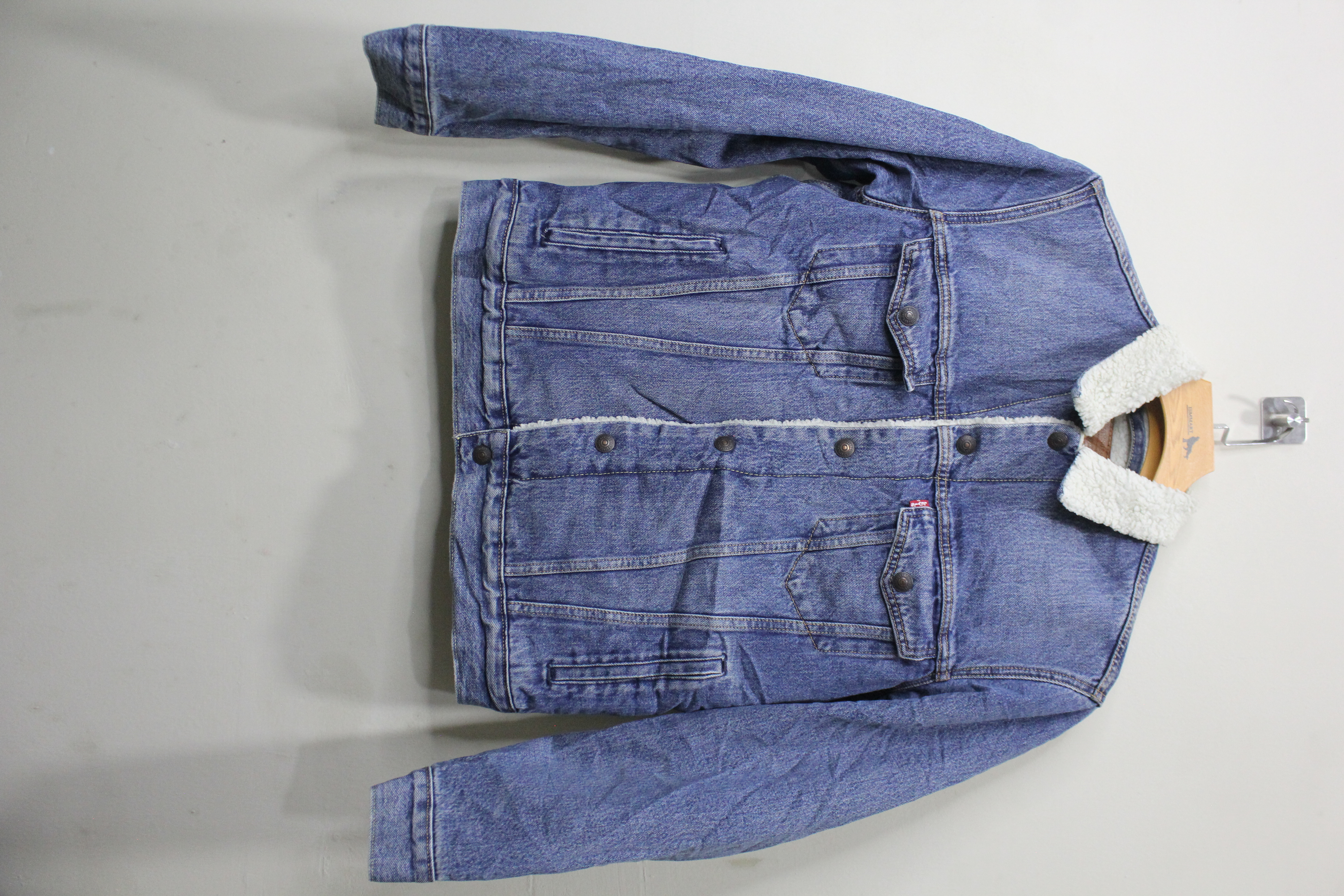 Denim Jacket with Faux Shearling Collar
