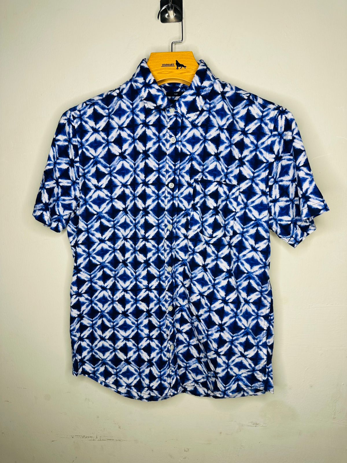 Men's Blue Geometric Pattern Shirt