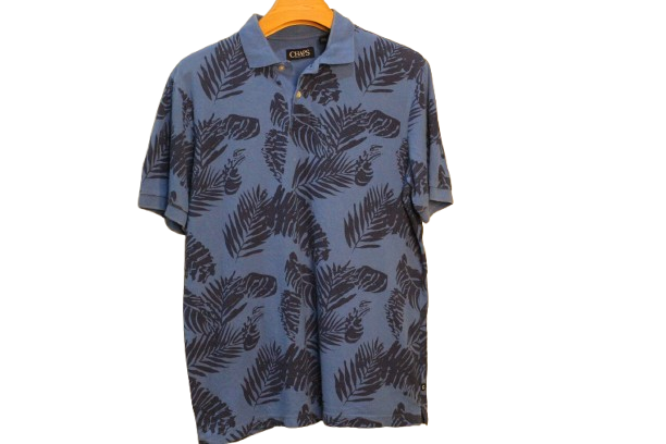 Men's Blue Printed Polo Shirt