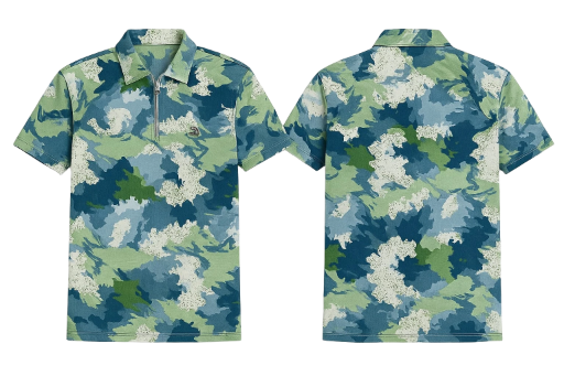 Ocean Breeze Camo Half-Zip Polo T-Shirt