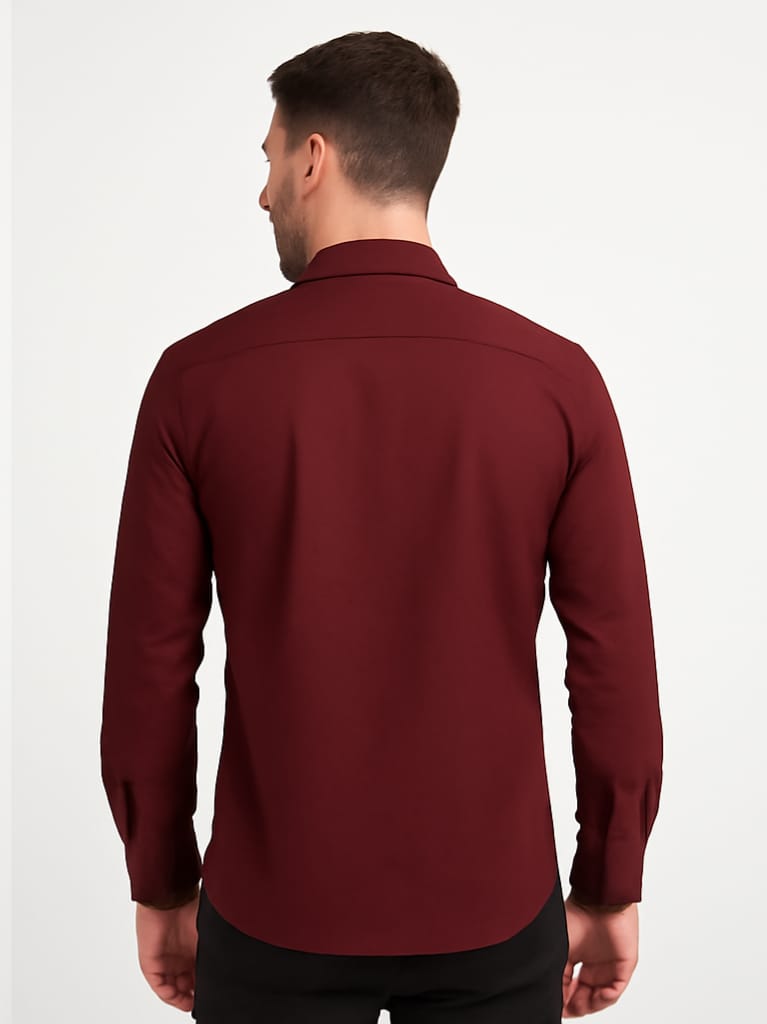 Men's Burgundy Button-Up Shirt