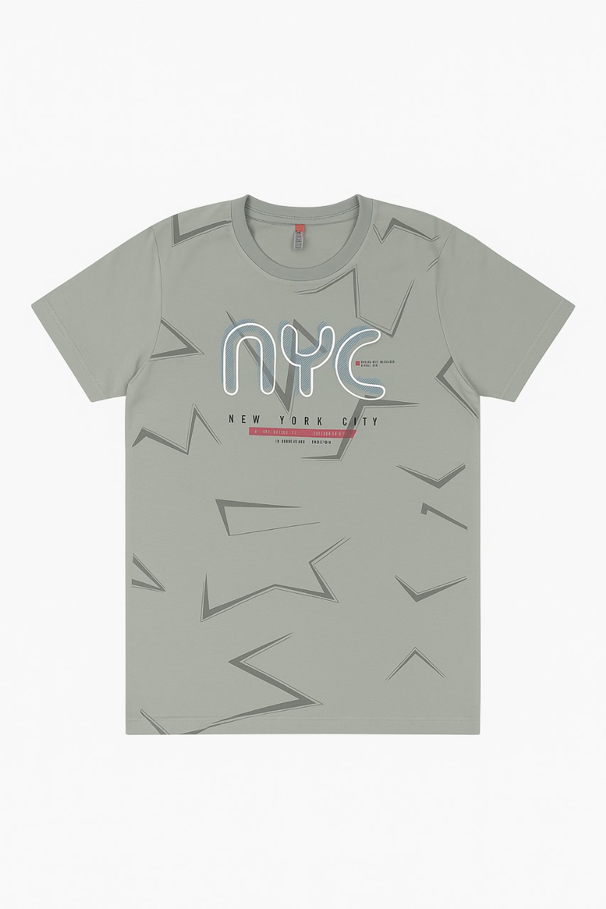 Men’s NYC Graphic Printed T-Shirt – Light Grey