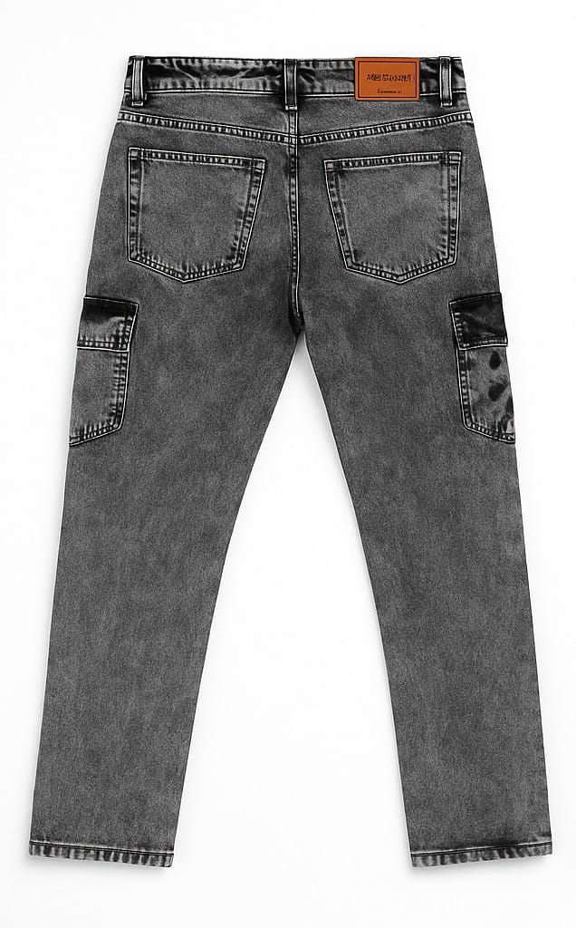 Black washed cargo jeans
