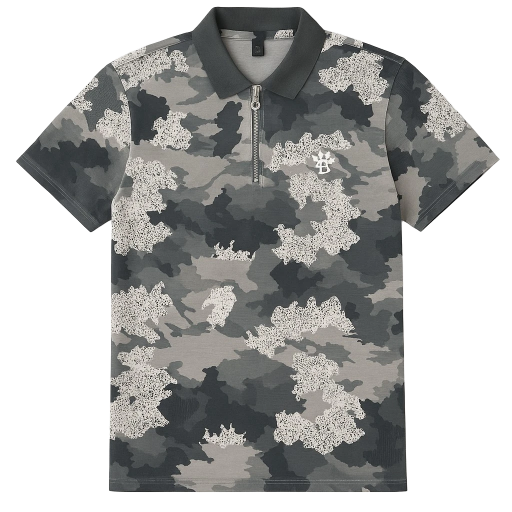 Urban Camo Half-Zip Polo T-Shirt
