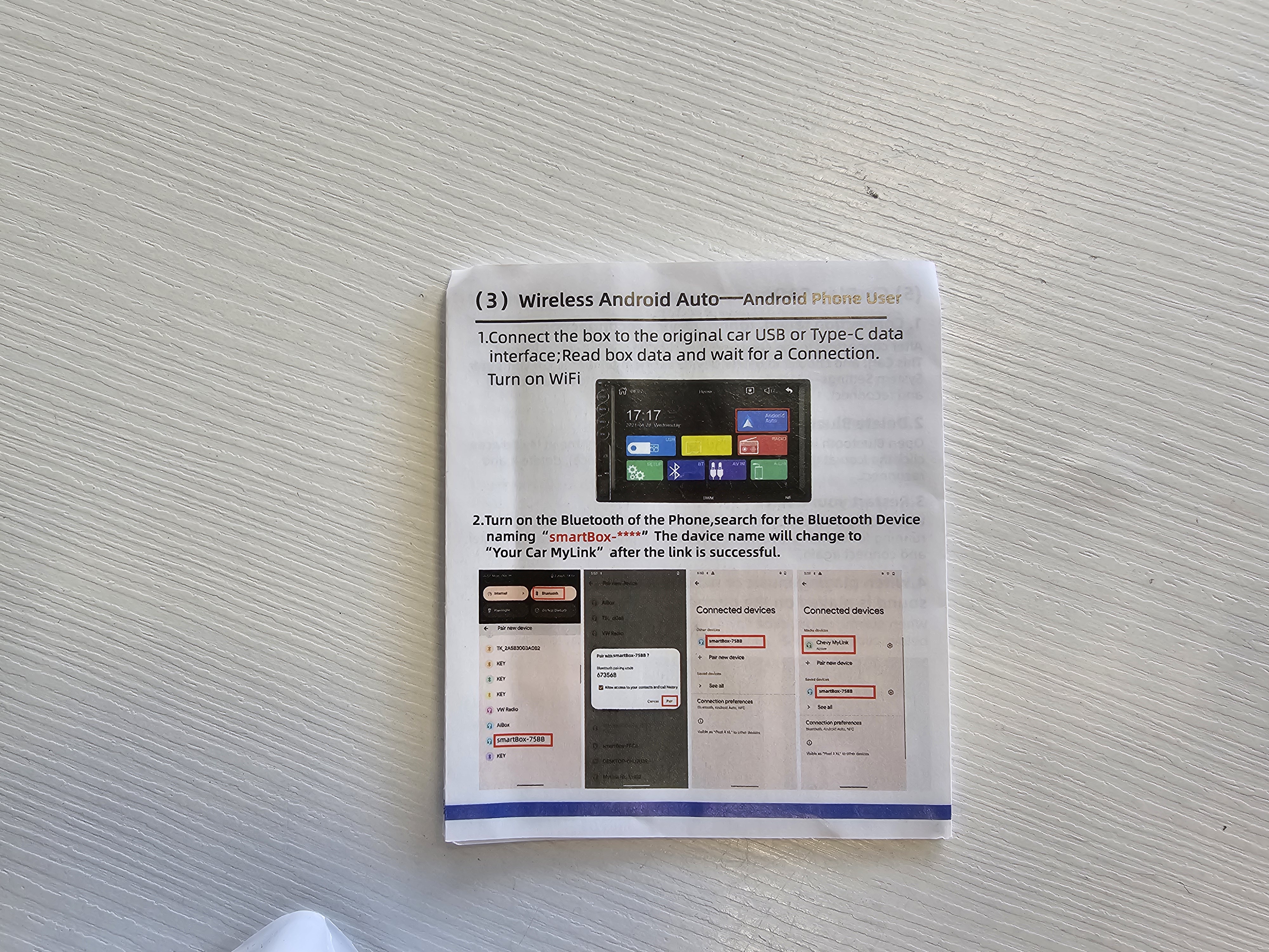 Android Auto bevielis adapteris