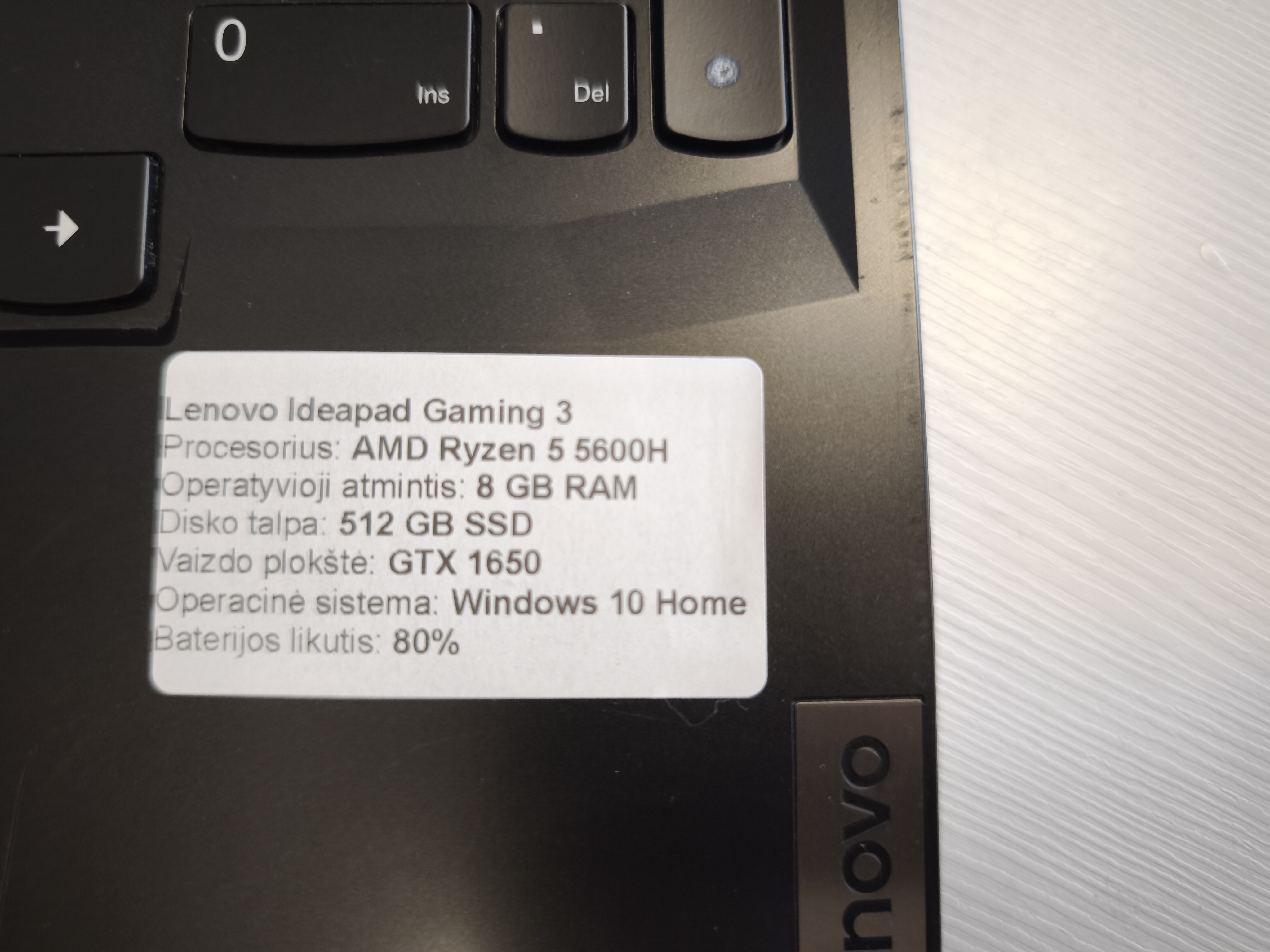 Lenovo Ideapad Gaming 3 Gtx 1650 žaidimų laptopas