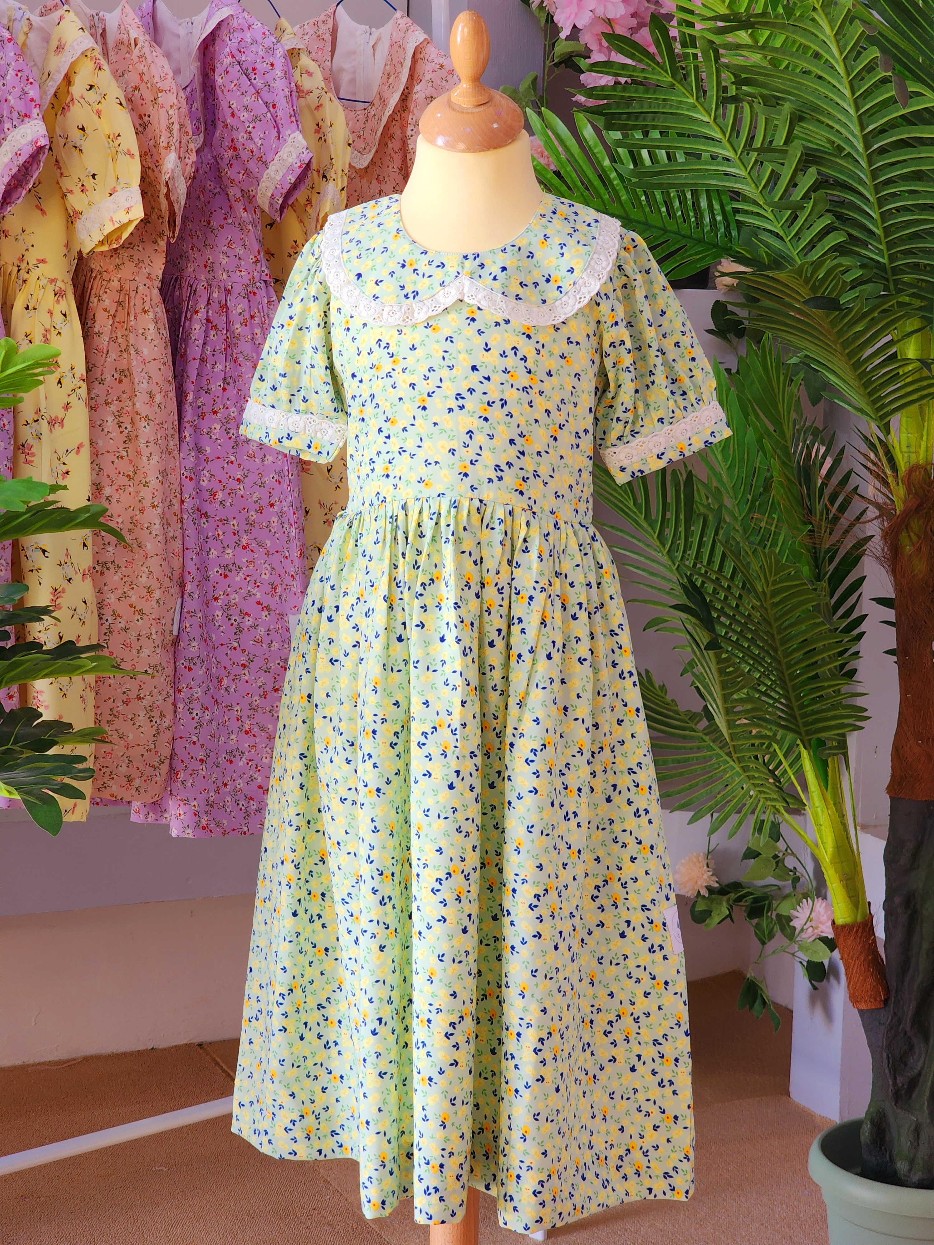 💚فستان قطن أخضر