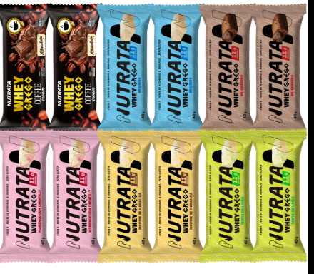 Barra de proteína Nutratta Whey Grego sabor Brigadeiro 12UNIDADES
