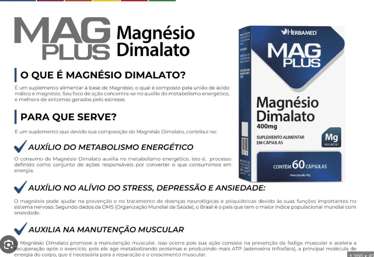 Magnésio Dimalato 400mg 60CAPS