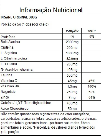 Insane Original Pré-treino 300G