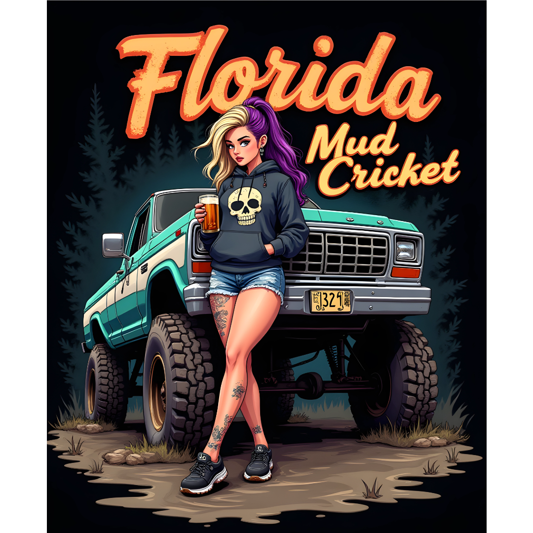 Rachet gear Design  "Florida Mud Cricket Mud Cricket T-Shirt (Black)