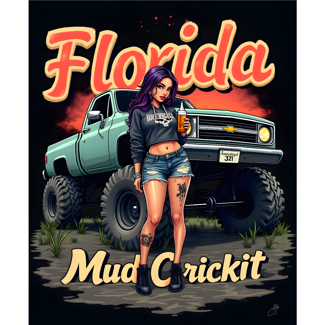 Rachet gear Design  "Florida Mud Cricket Mud Cricket T-Shirt (Black)