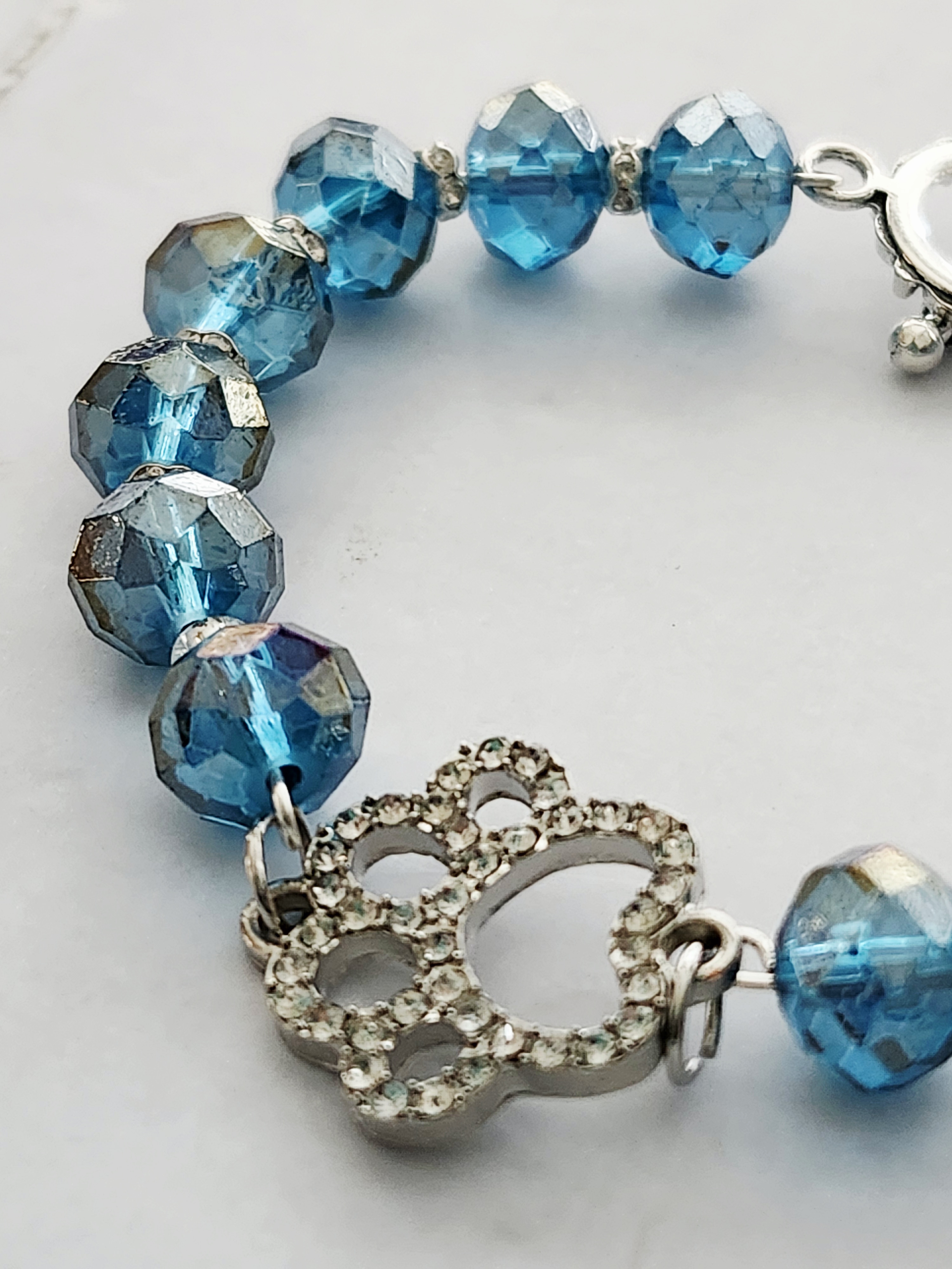 "Robin" Blue Crystal Paw Charm Bracelet