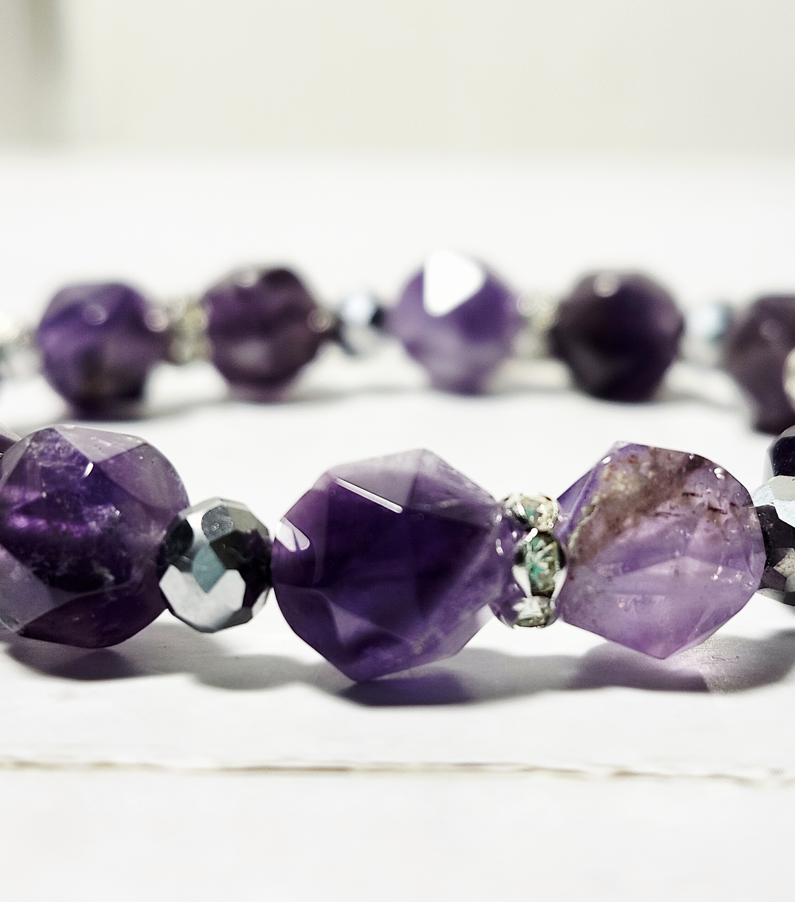 "Amy" Amethyst Beaded Bracelet