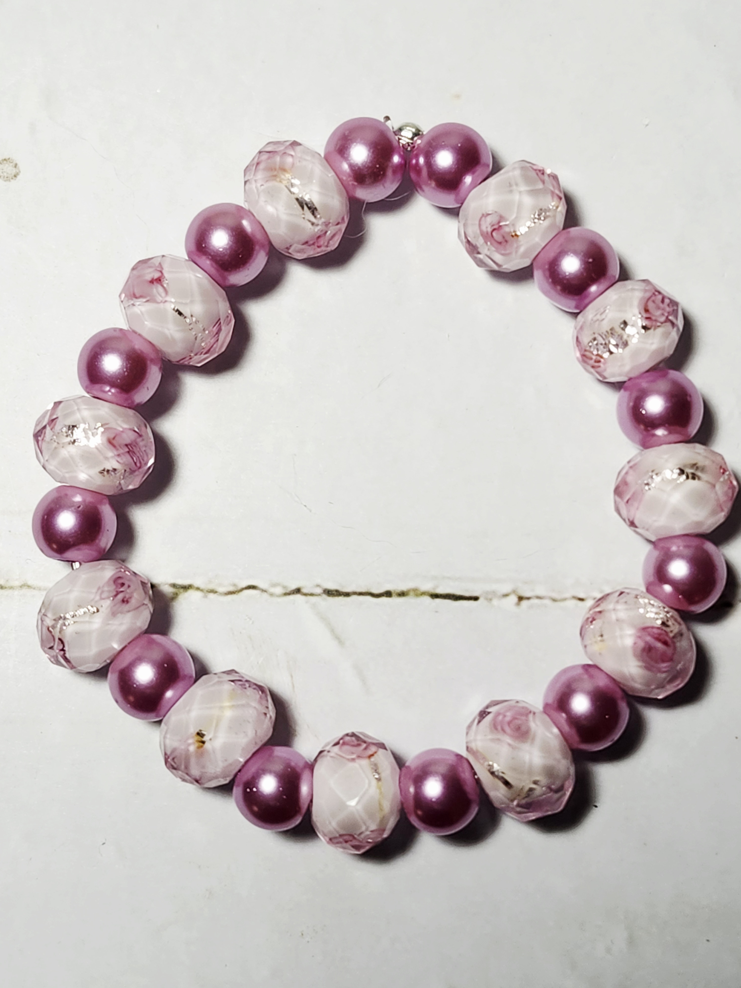 "Mary" Pink Beaded Bracelet