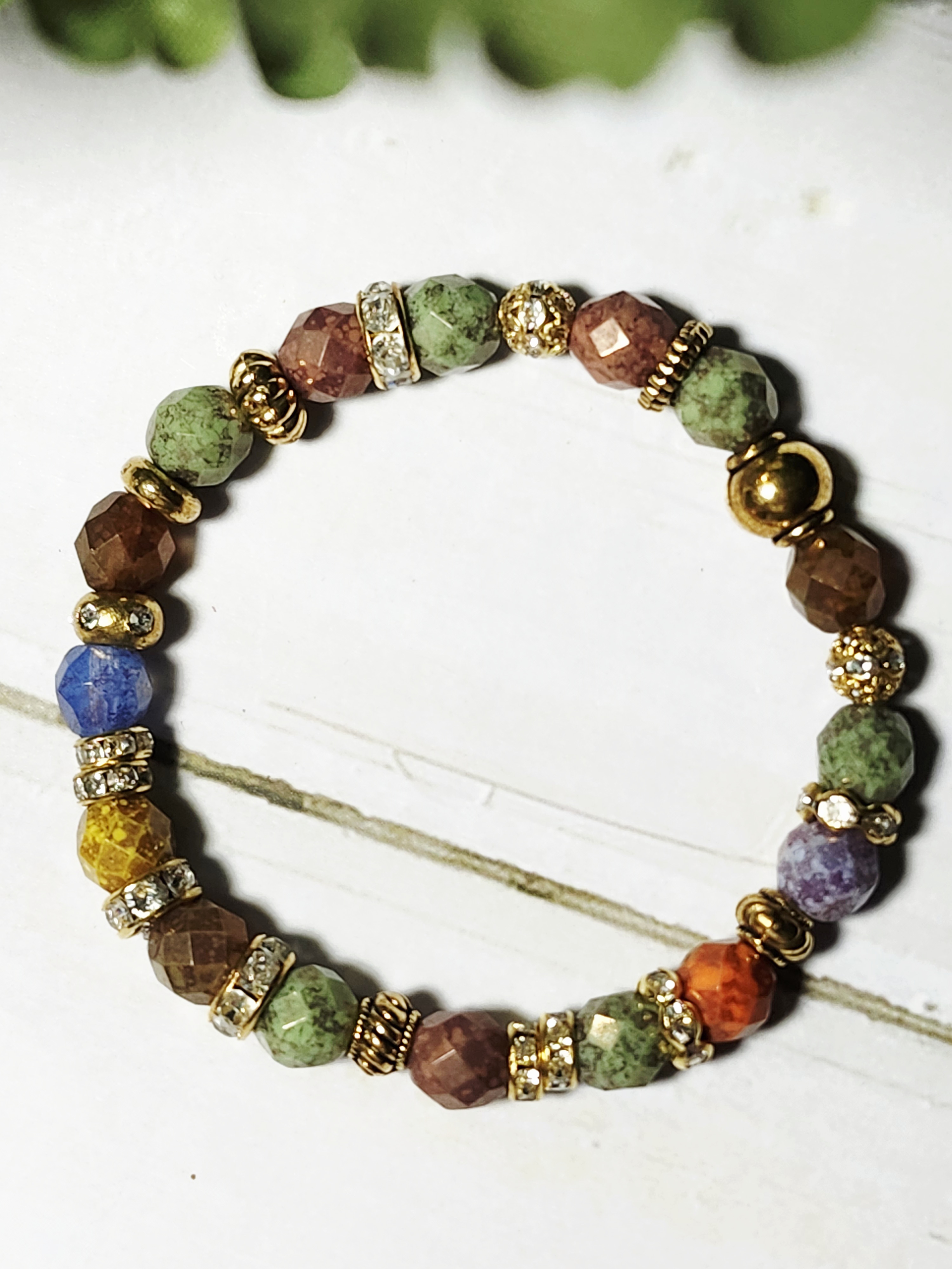 "Madison" Multicolor Agate Gemstone Beaded Bracelet