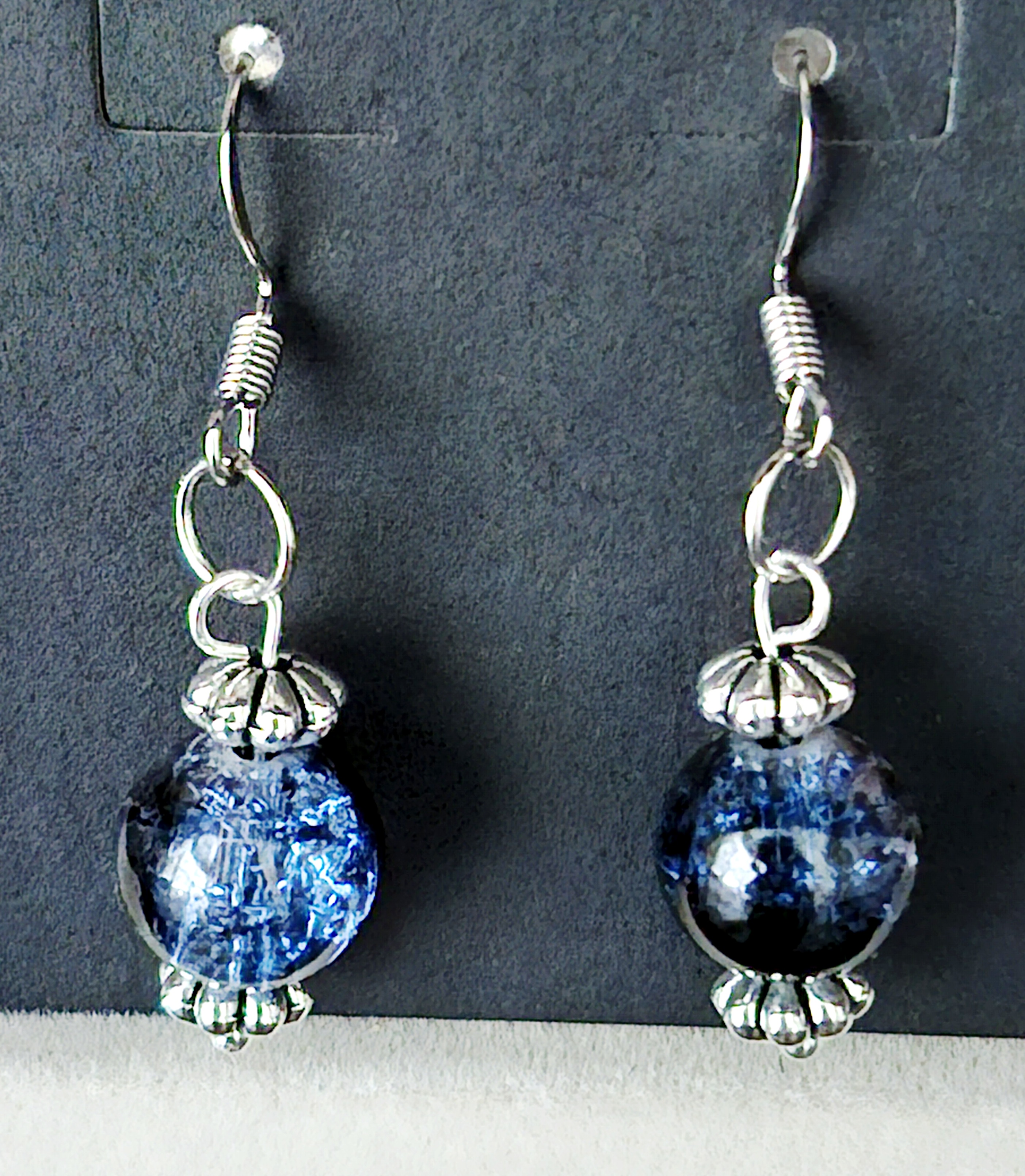 "Nicole" Blue Glass Bead Earrings