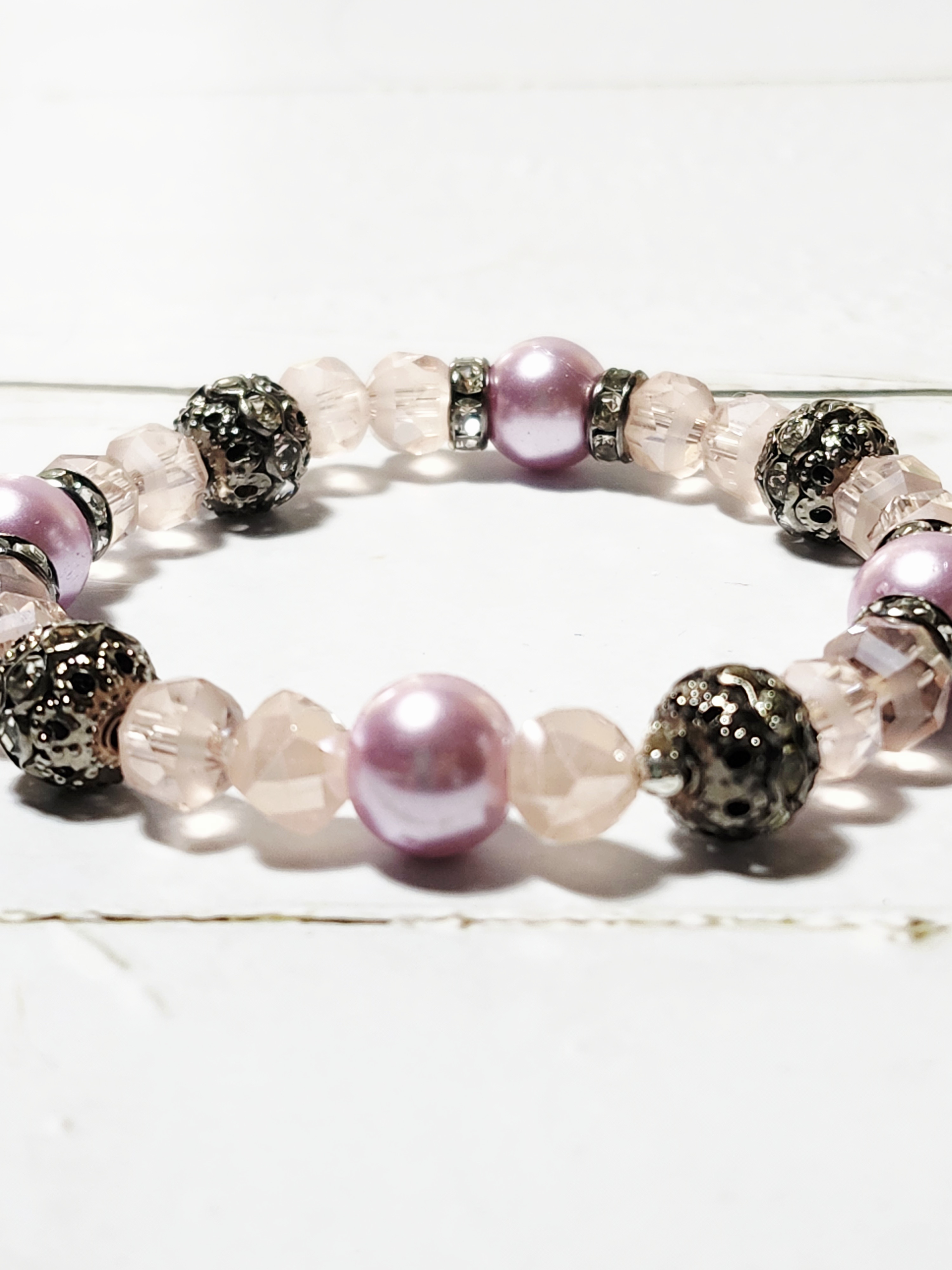 "Candy" Pastel Pink Elegant Beaded Bracelet
