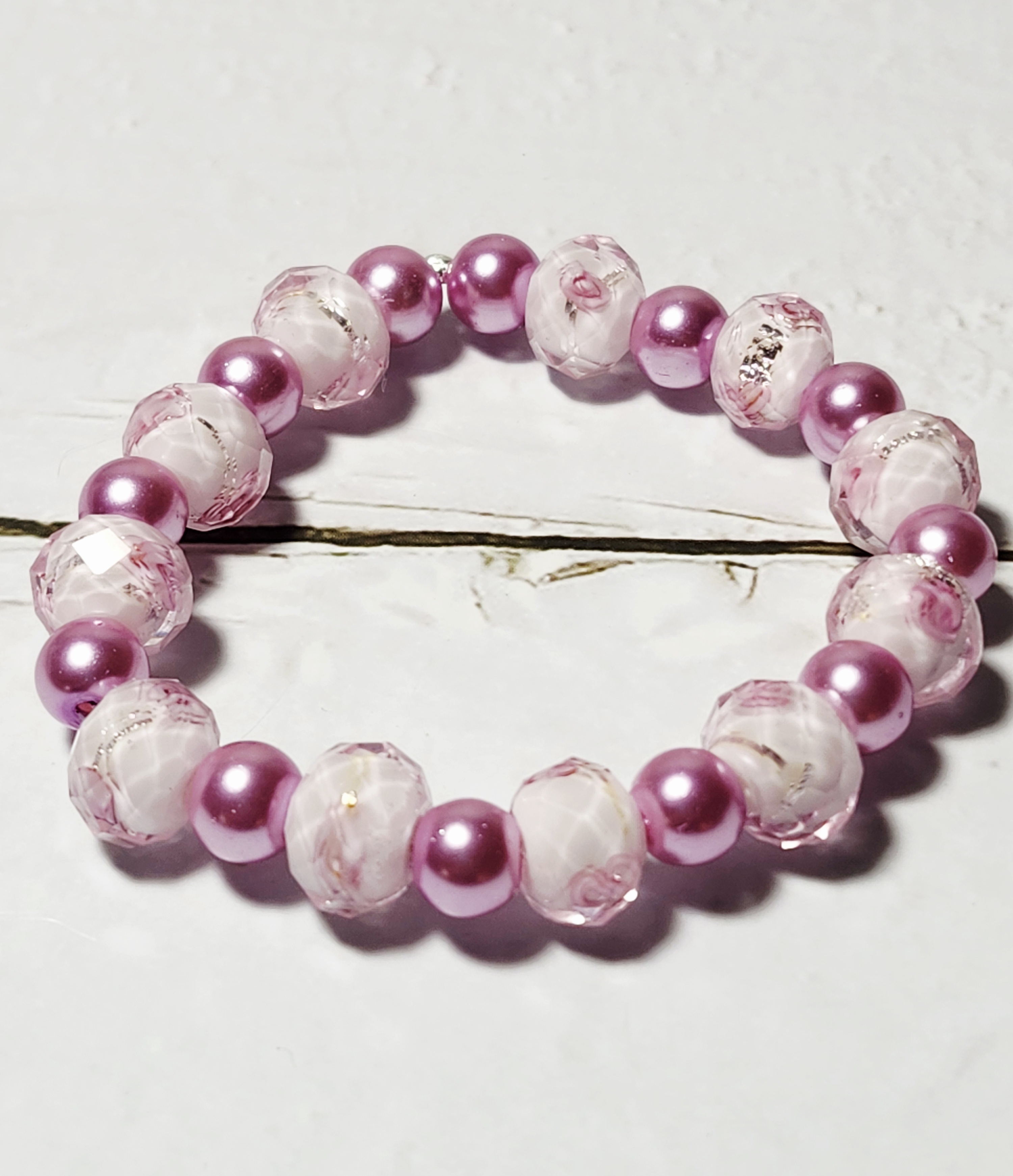 "Mary" Pink Beaded Bracelet