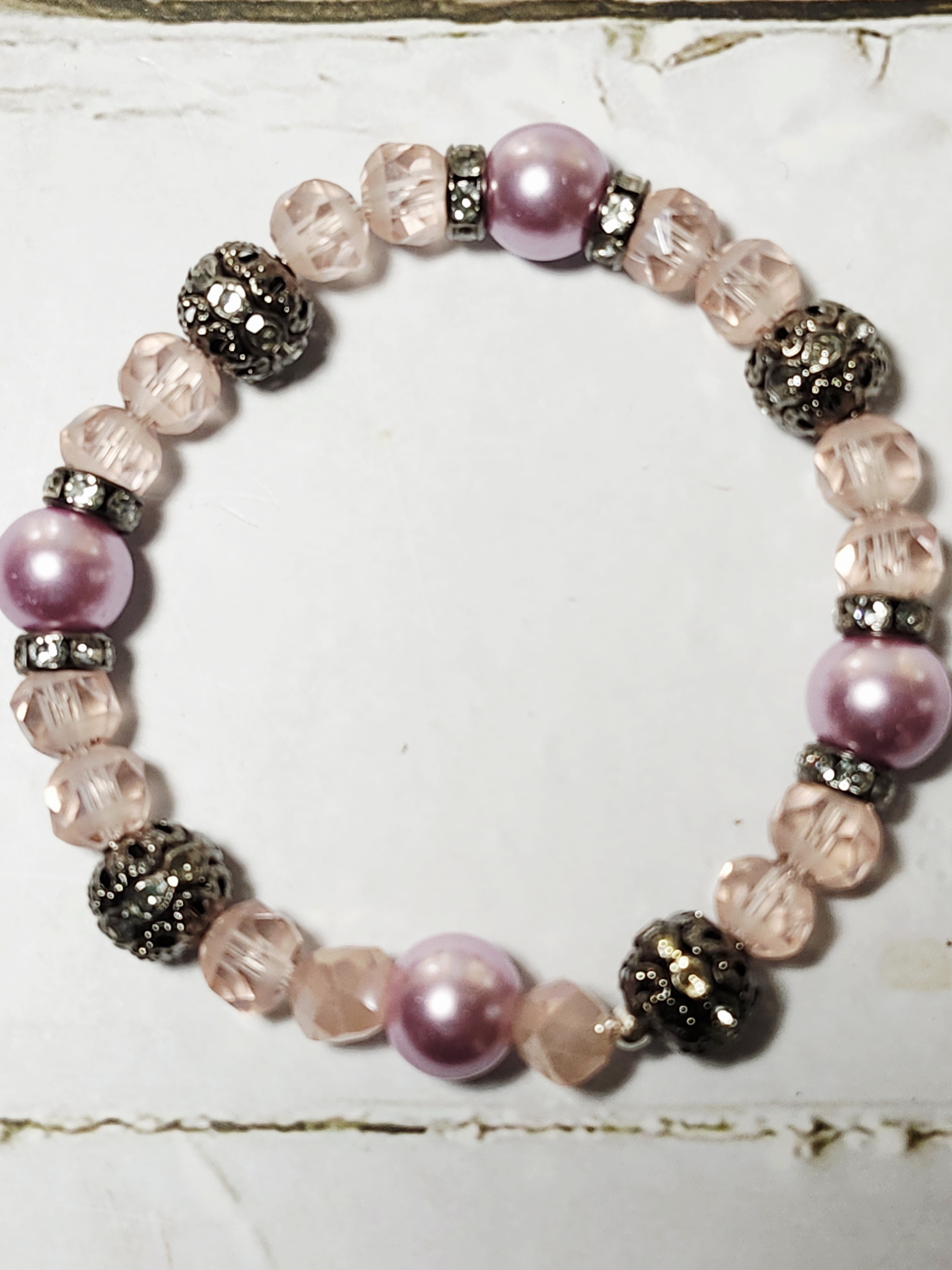 "Candy" Pastel Pink Elegant Beaded Bracelet