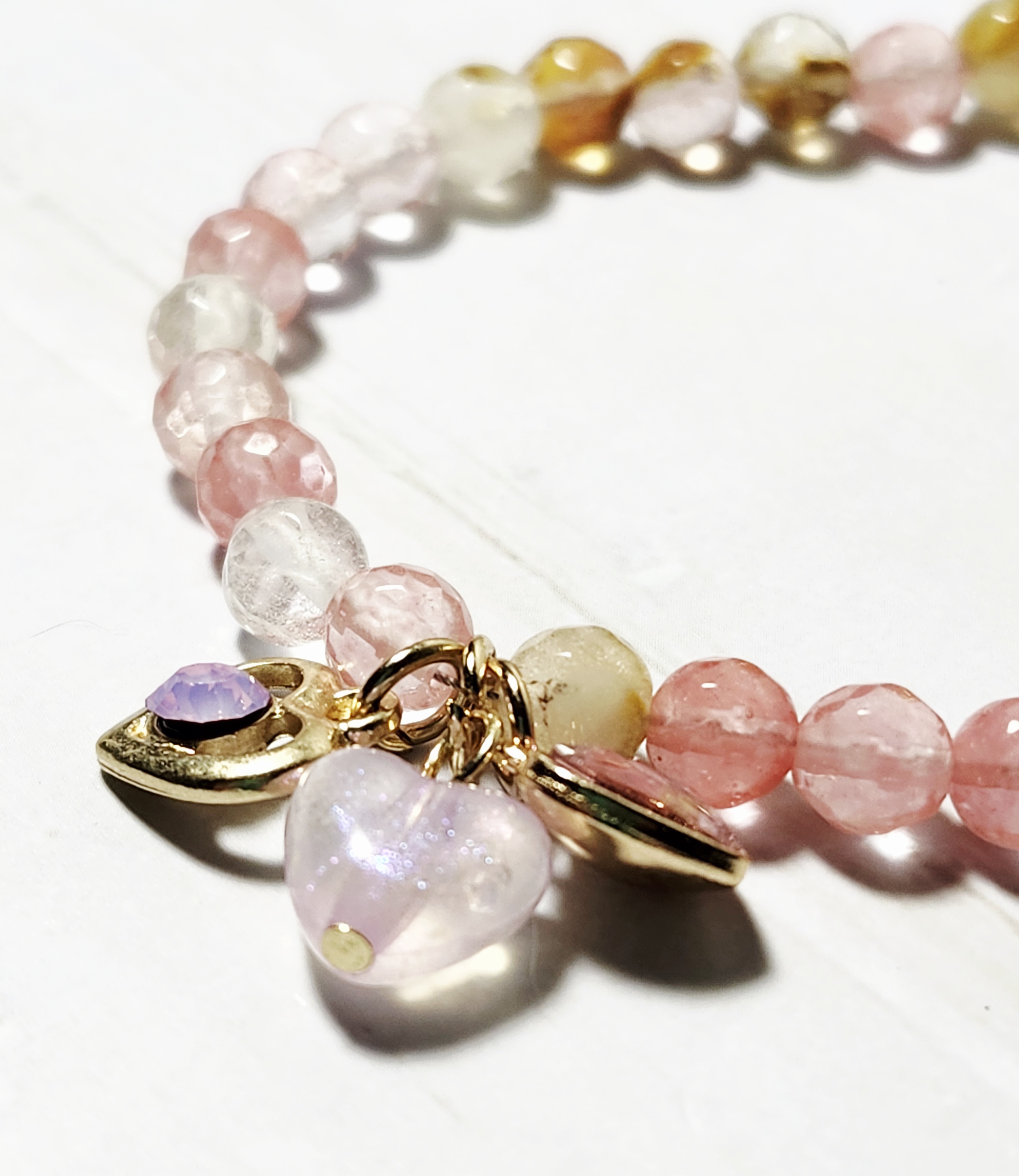 "Mary" Quartz Beaded Charm Bracelet