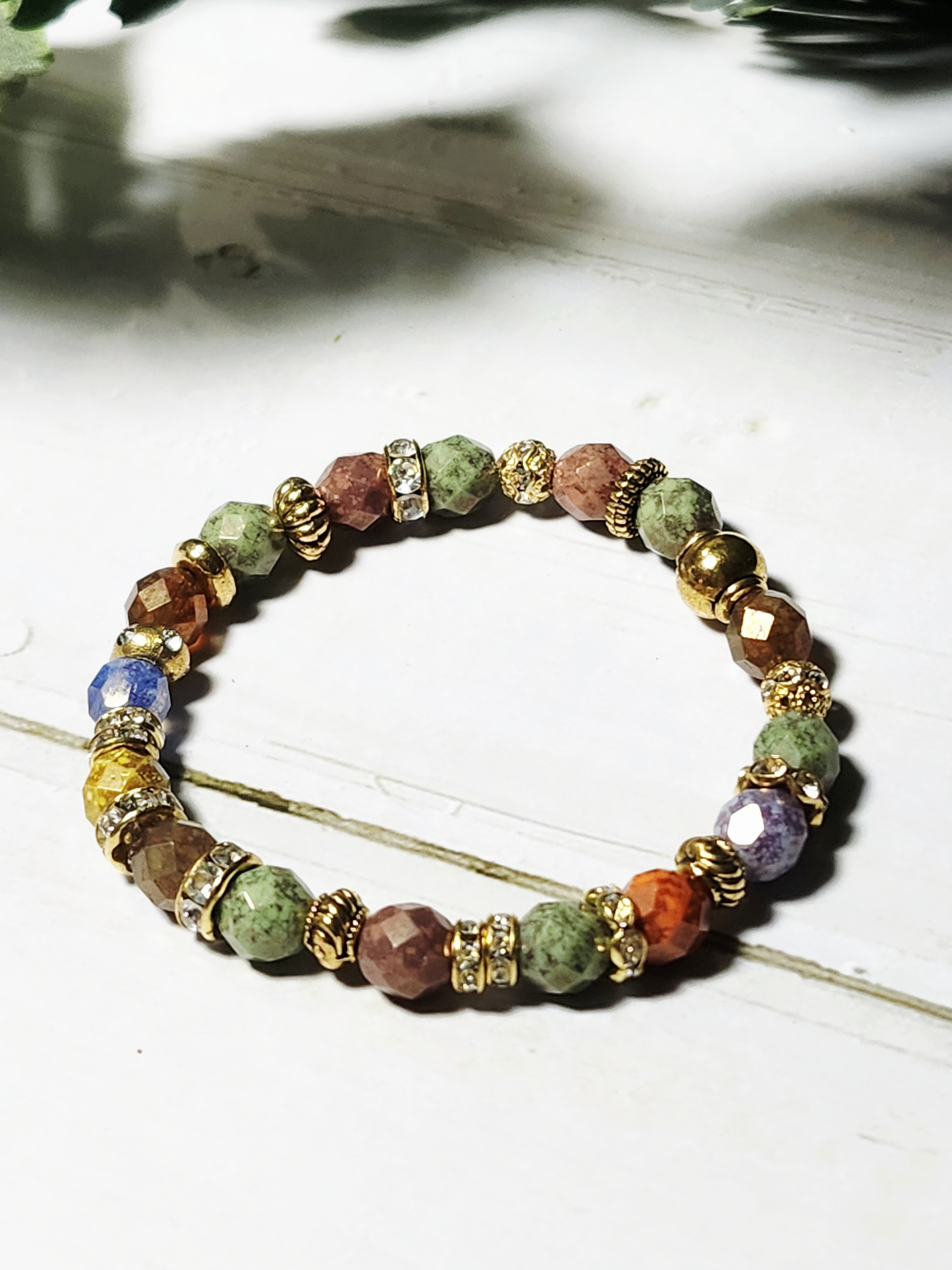 "Madison" Multicolor Agate Gemstone Beaded Bracelet