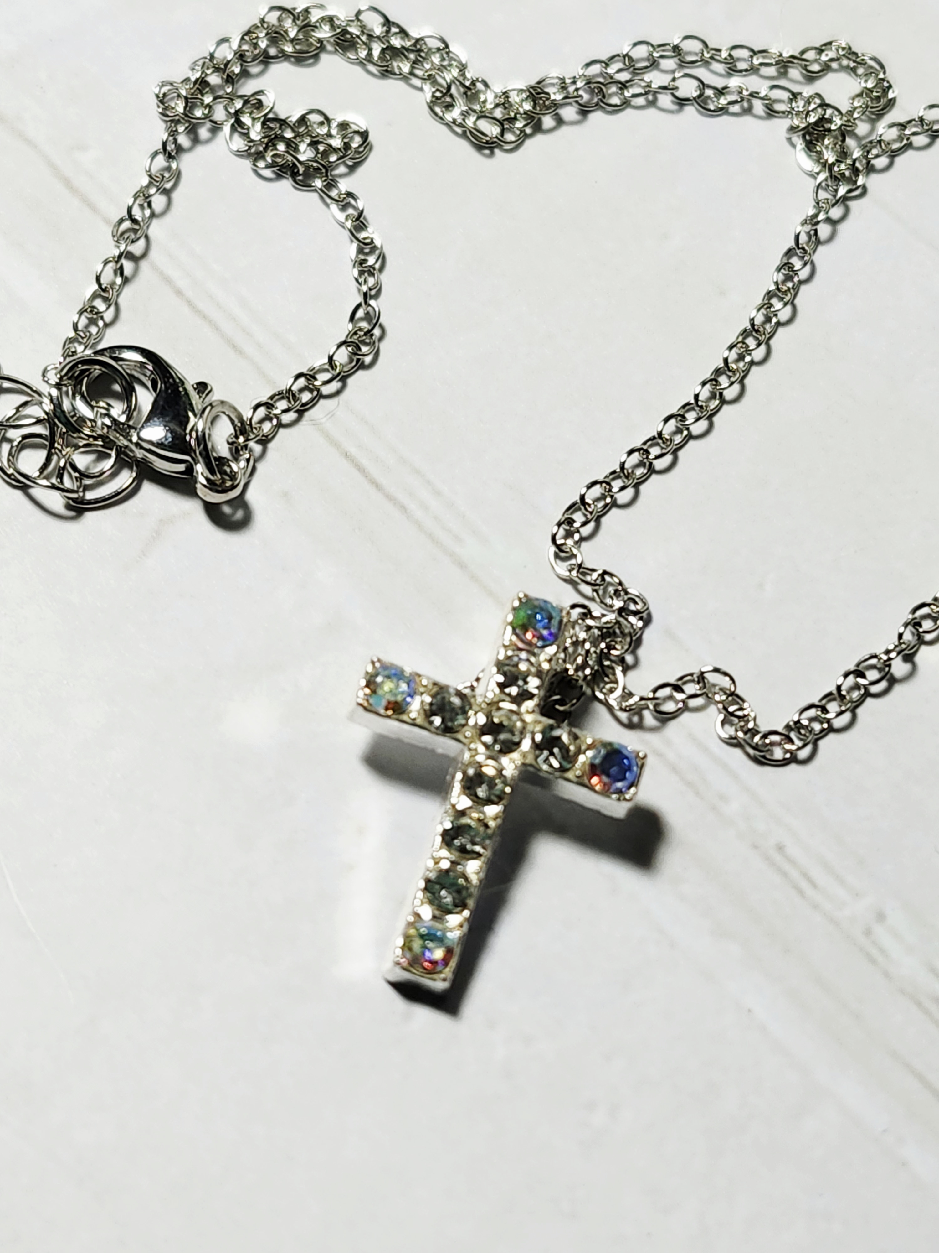 "Stacey" Silver cross pendant necklace