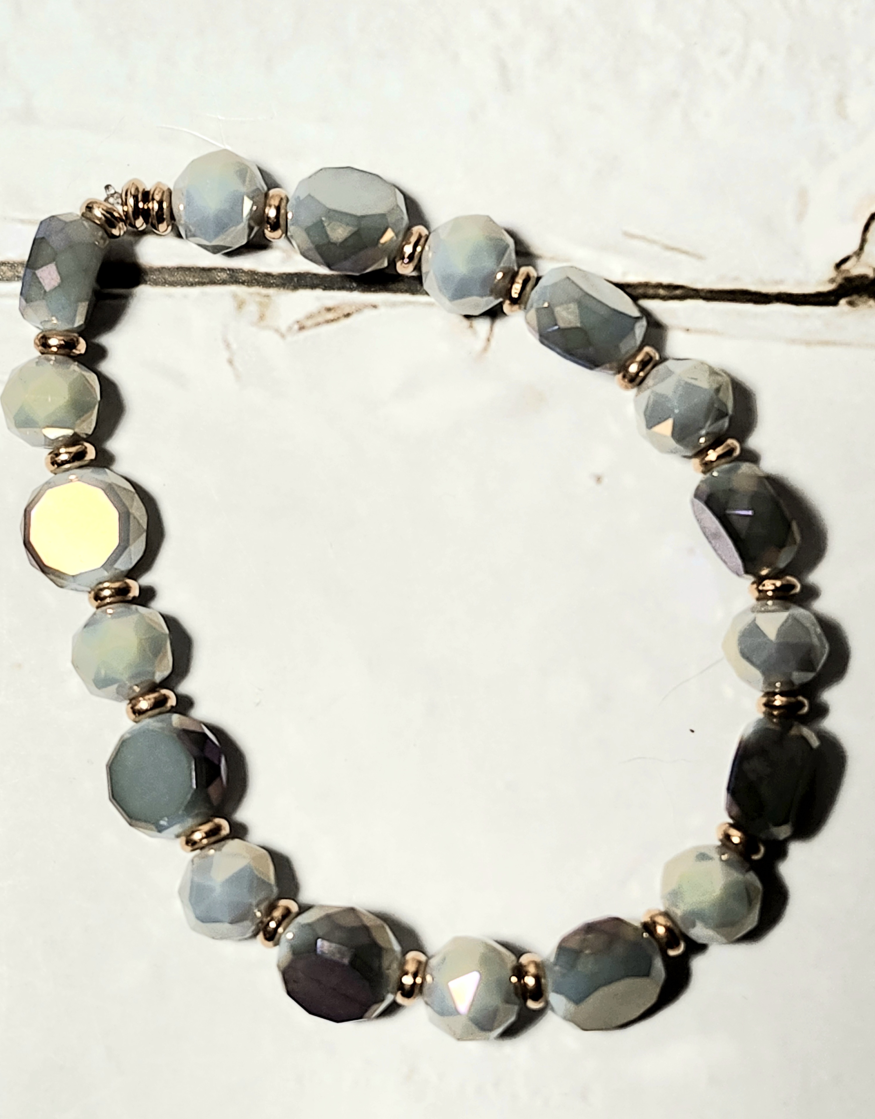 "Sian" Pastel Blue Faceted Bead Stretch Bracelet